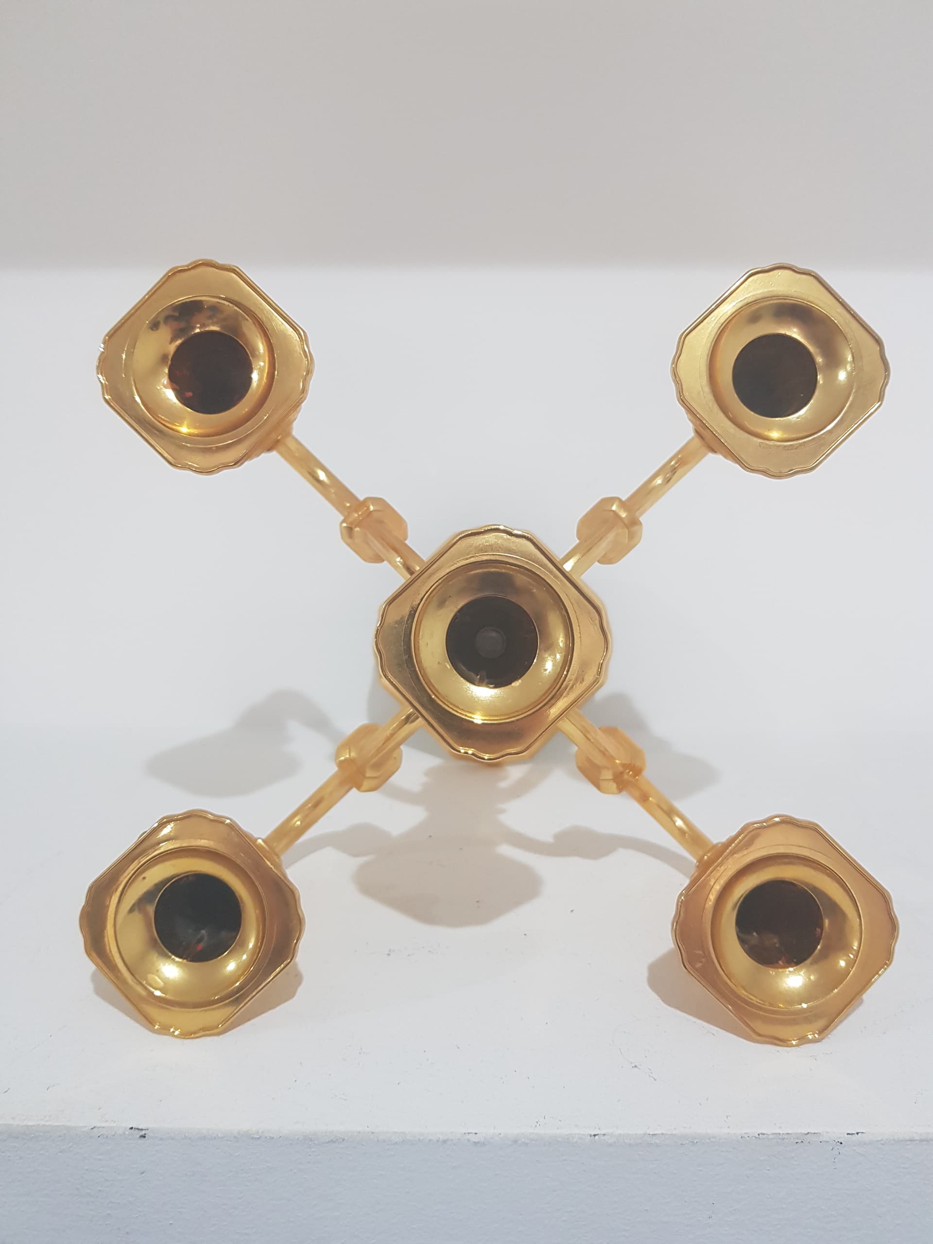 Five-arm candelabra, Hollywood Regency, gilt brass, BMF, Germany, 1960s - 358298