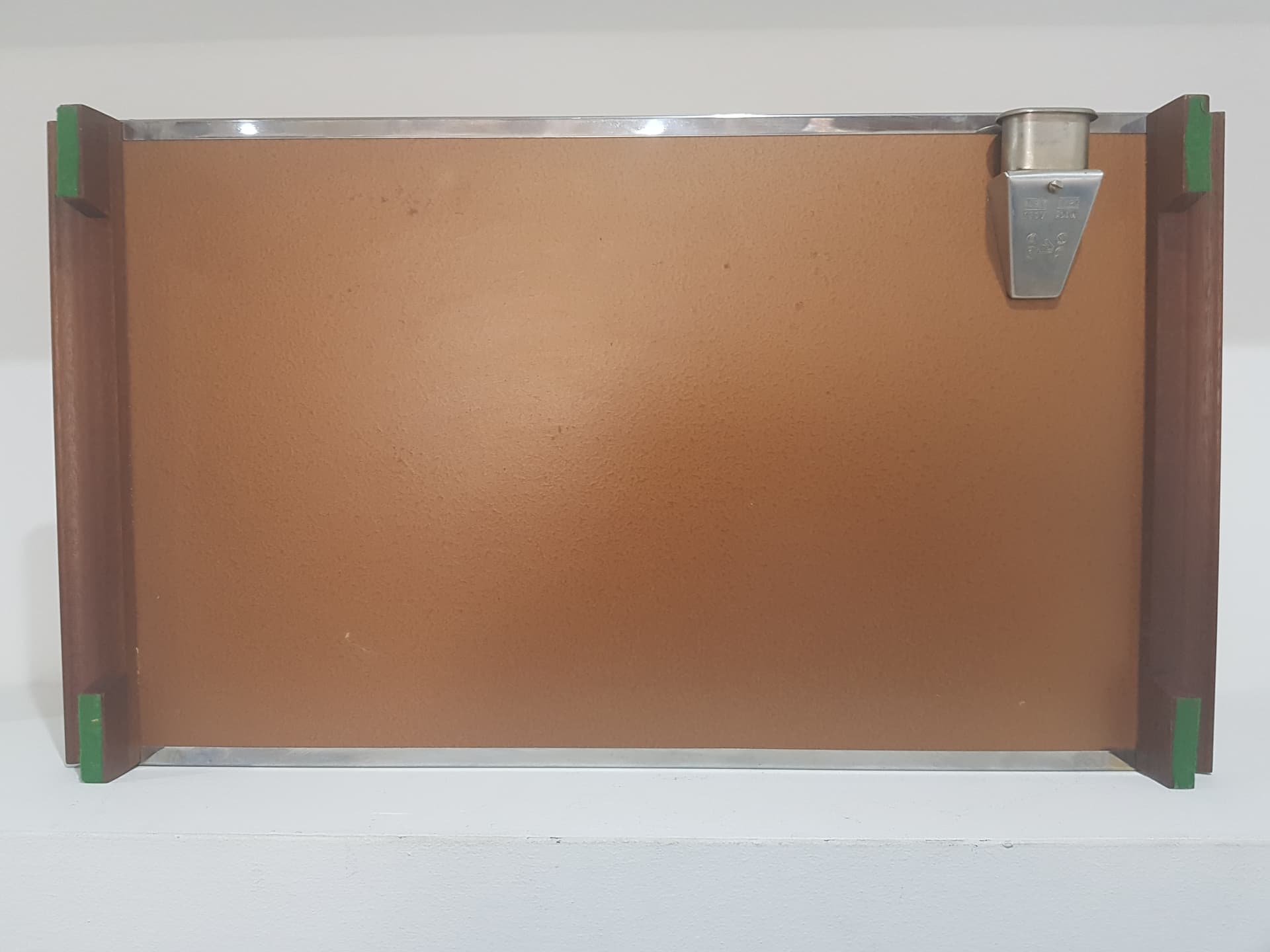 Warming tray, brown wood, white ceramic, silver stainless steel, Germany, 1970s. - 358301