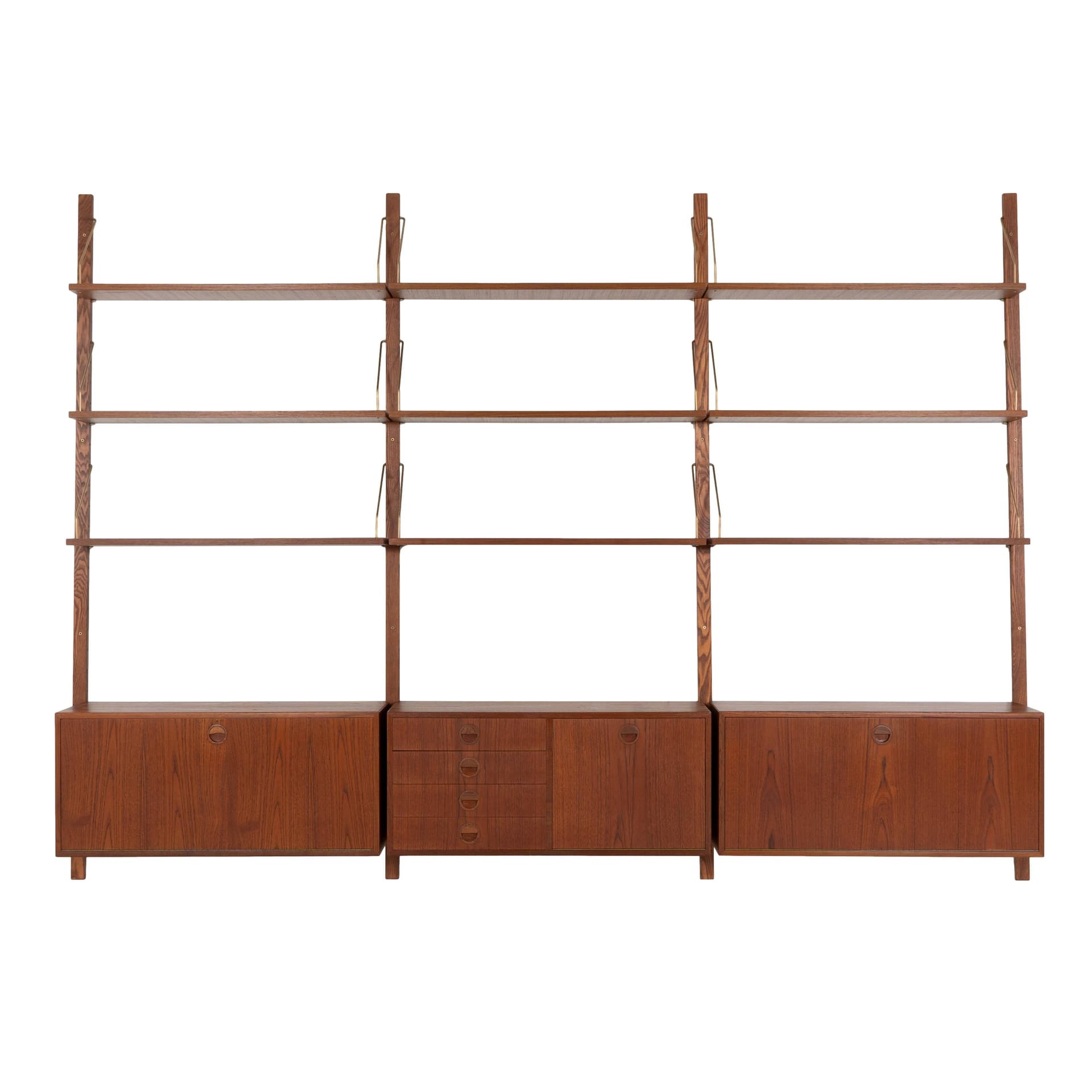 Regał systemowy, teak brązowy, proj. R. Thygesen & J. Sørensen, HG Furniture, Dania, lata 60.