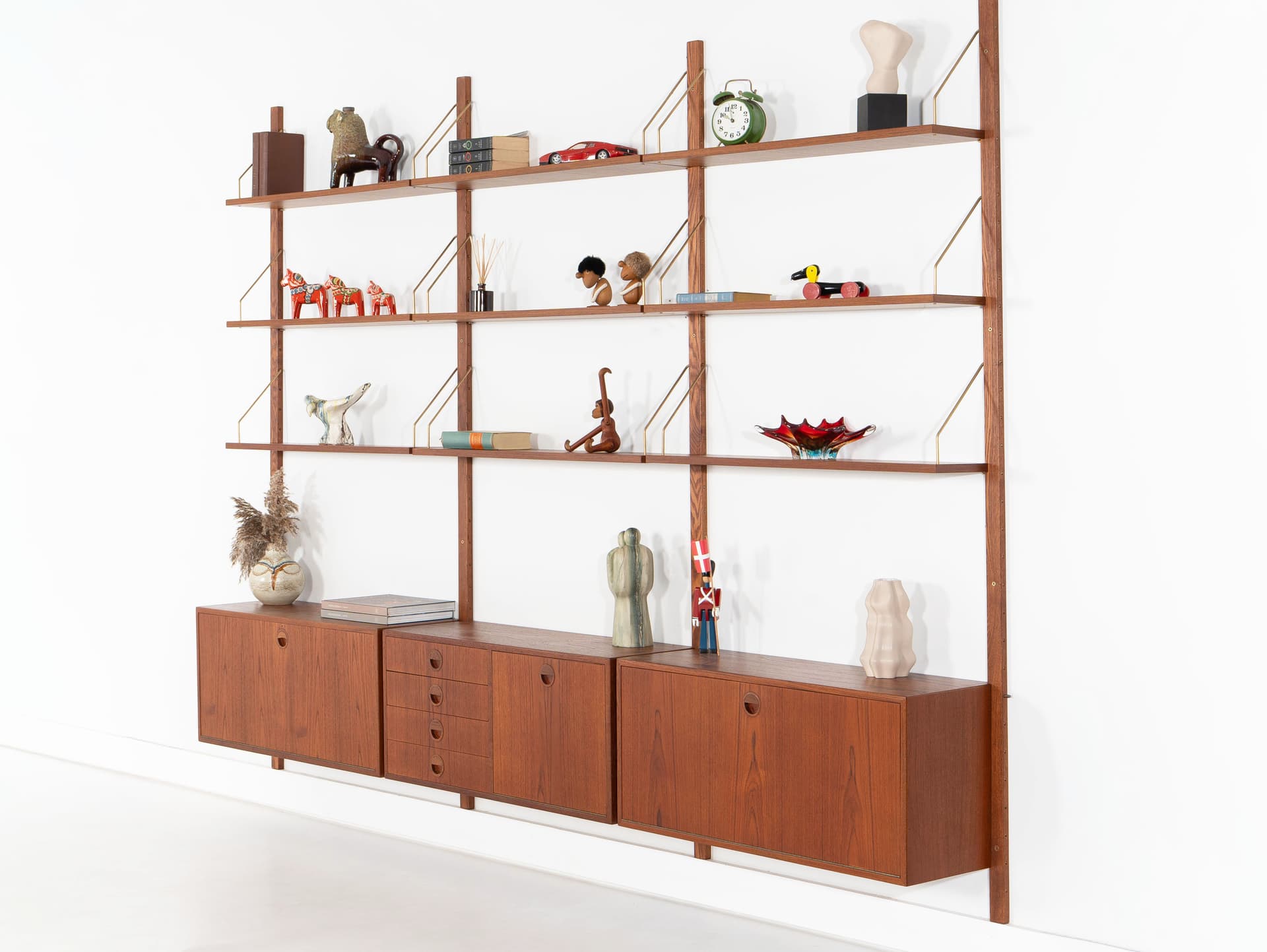 Regał systemowy, teak brązowy, proj. R. Thygesen & J. Sørensen, HG Furniture, Dania, lata 60. - 358324