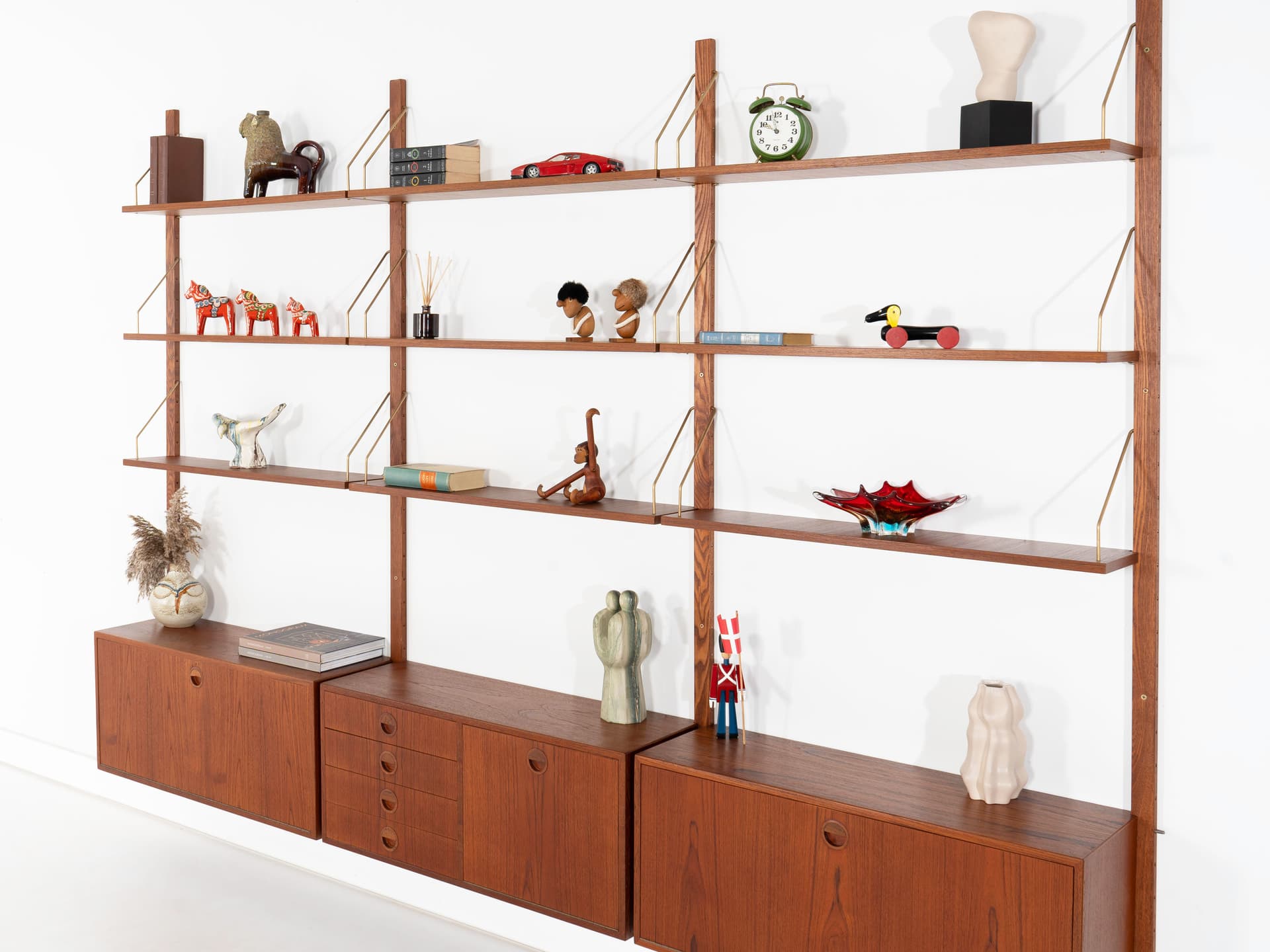 Regał systemowy, teak brązowy, proj. R. Thygesen & J. Sørensen, HG Furniture, Dania, lata 60. - 358325