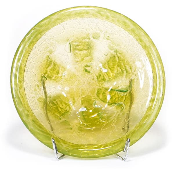 Bowl Ikora, green yellow glass, by K. Wiedmann, WMF, Germany, 1930s. - 358363