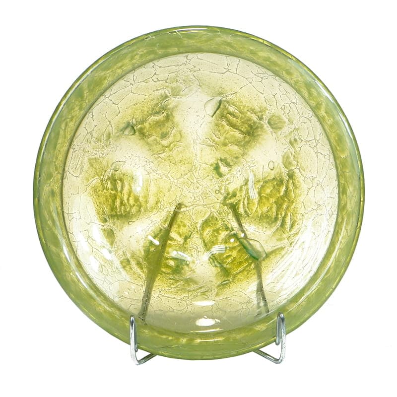 Bowl Ikora, green yellow glass, by K. Wiedmann, WMF, Germany, 1930s.