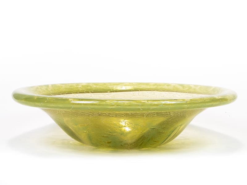 Bowl Ikora, green yellow glass, by K. Wiedmann, WMF, Germany, 1930s. - 358362