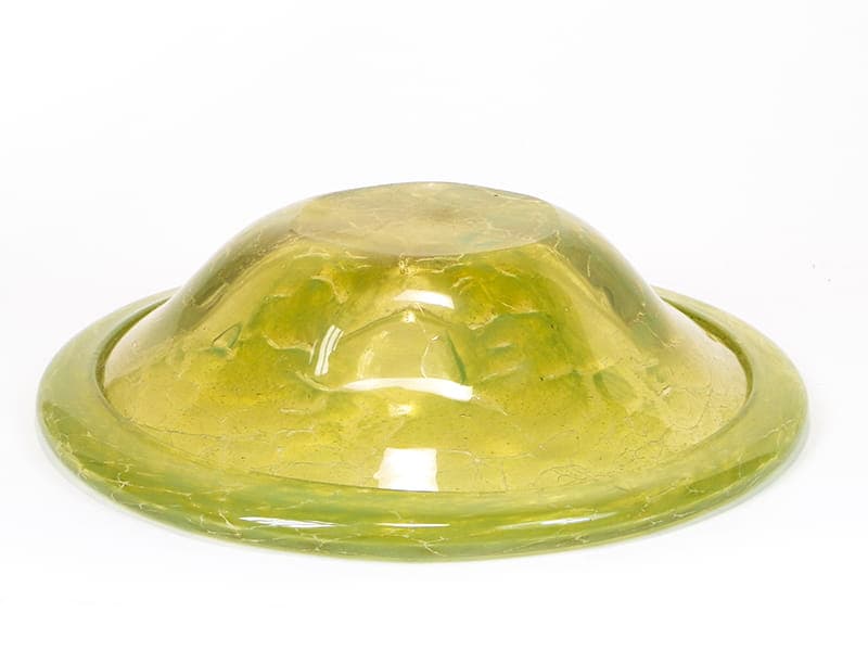 Bowl Ikora, green yellow glass, by K. Wiedmann, WMF, Germany, 1930s. - 358366