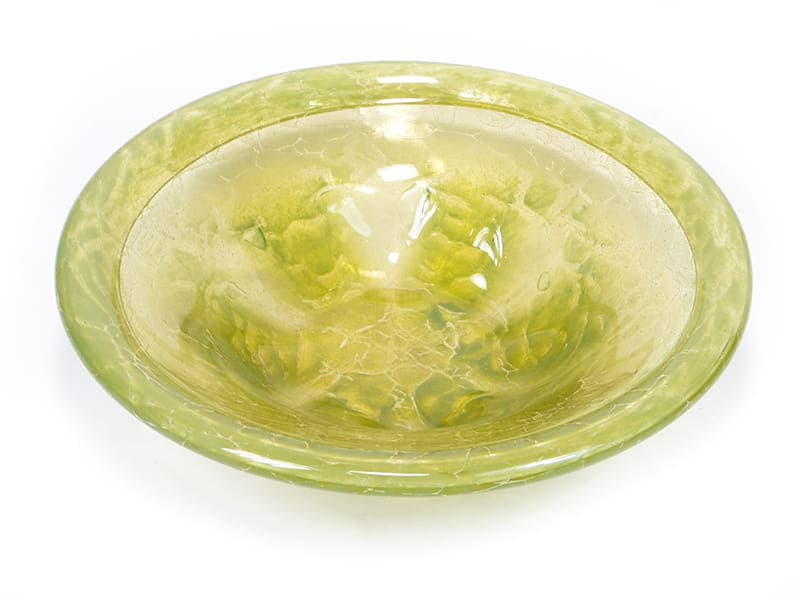 Bowl Ikora, green yellow glass, by K. Wiedmann, WMF, Germany, 1930s. - 358361