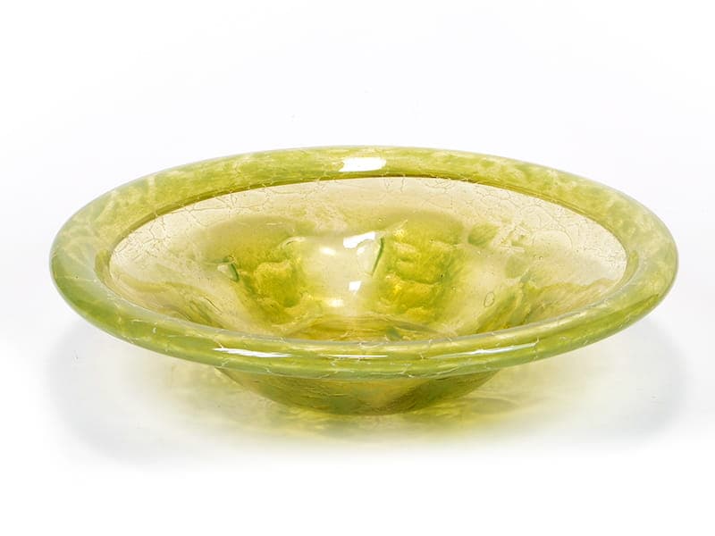 Bowl Ikora, green yellow glass, by K. Wiedmann, WMF, Germany, 1930s. - 358360