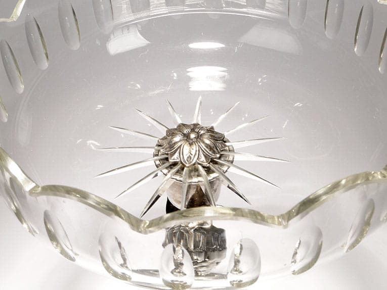 Centerpiece Sphinx, silver-plated brass, transparent crystal, Fraget, Poland, 1920s. - 358407