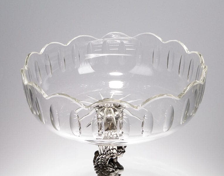 Centerpiece Sphinx, silver-plated brass, transparent crystal, Fraget, Poland, 1920s. - 358406
