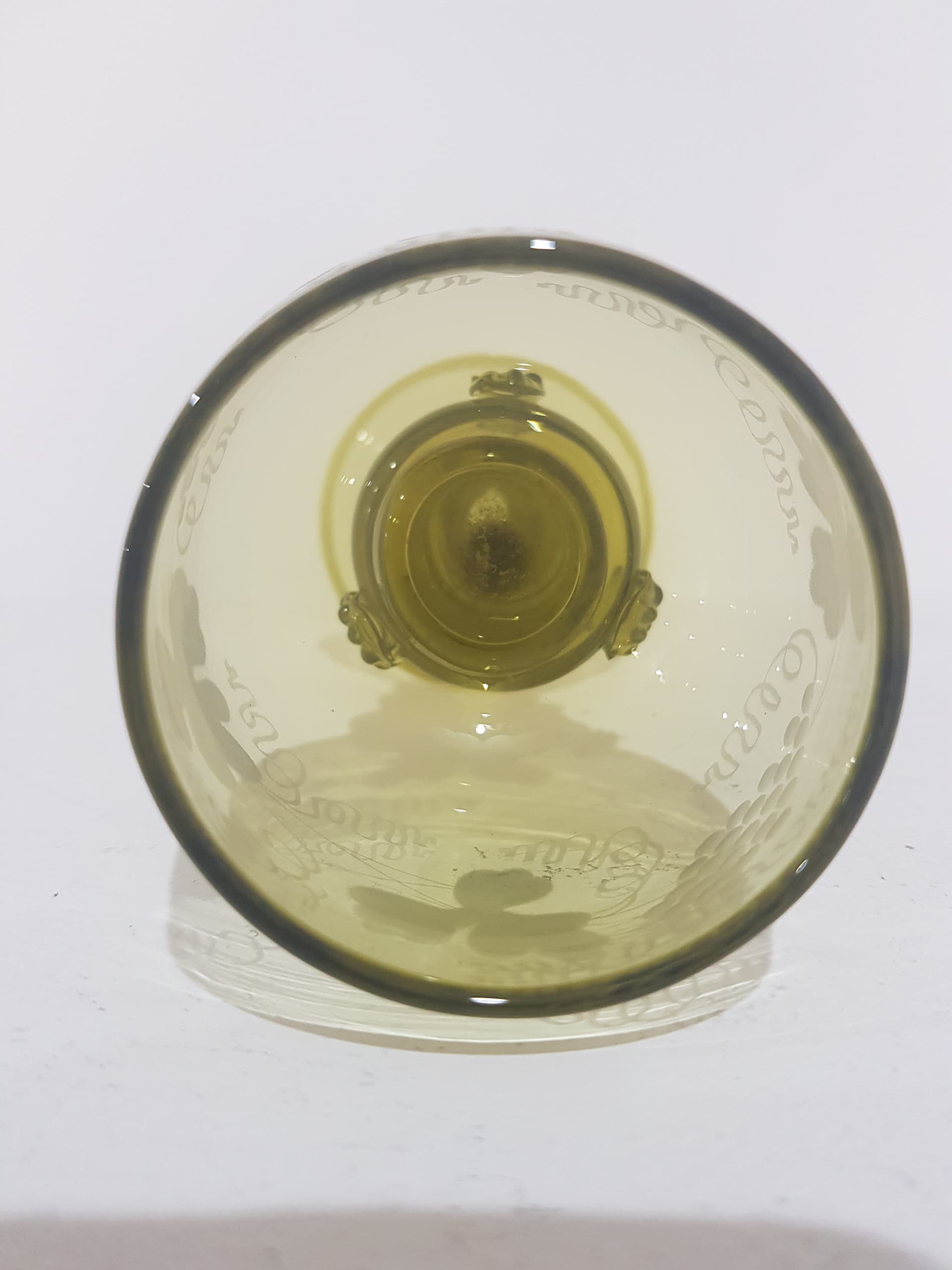 Goblet Remer, olive-yellow transparent glass, Theresienthal / Michael von Poschinger, Germany, early 20th c. - 358419