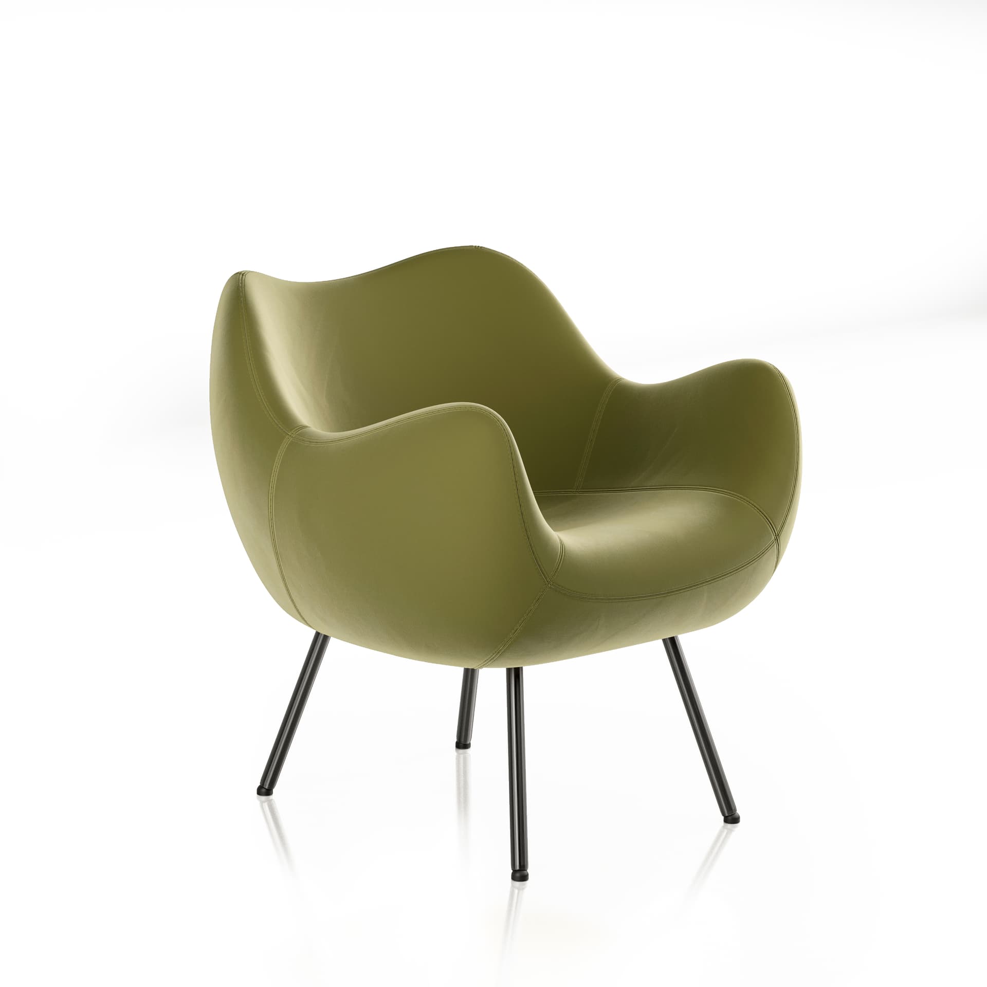 Armchair RM58 Soft Velvet (Henry Fr Moss 208), black legs - 9607