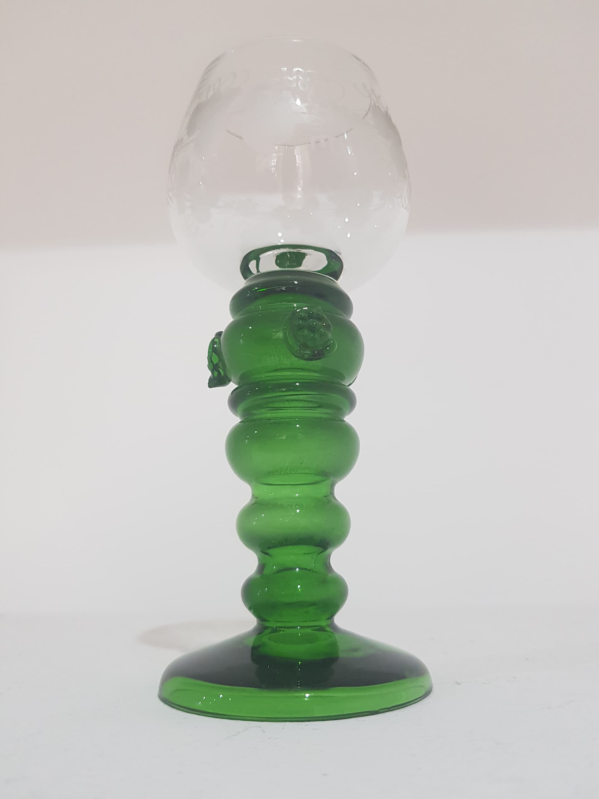 Goblet Remer, clear glass, emerald green glass, Theresienthal, Germany, early 20th c. - 358480