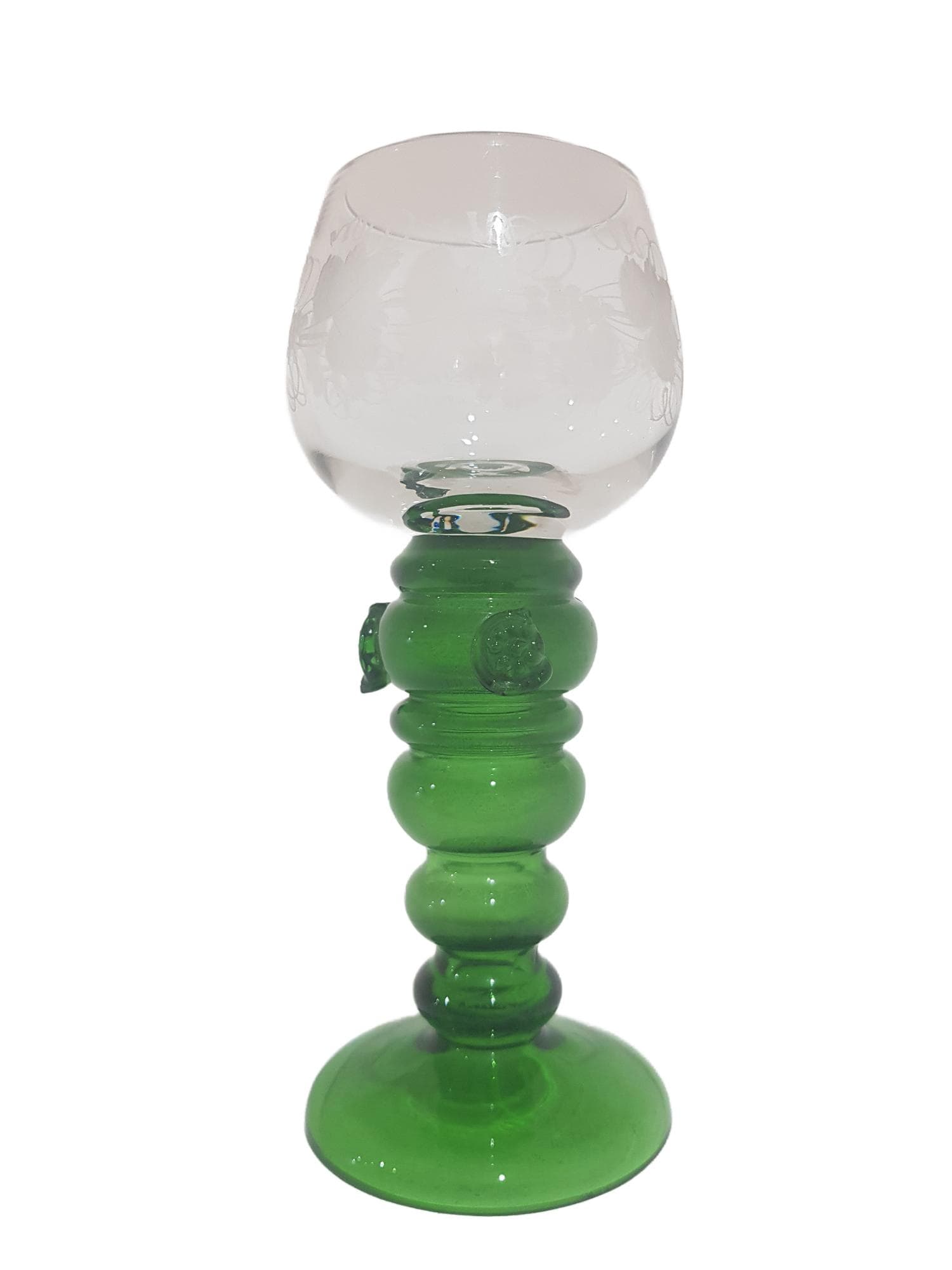 Goblet Remer, clear glass, emerald green glass, Theresienthal, Germany, early 20th c.