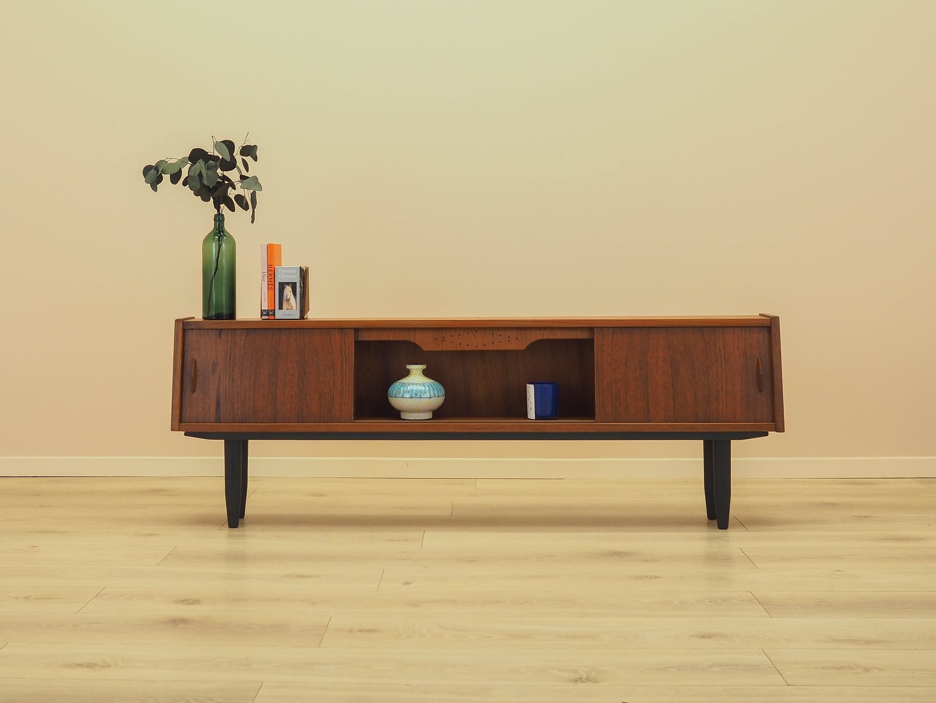 Sideboard, teak brązowy, nogi dębowe czarne, Dania, lata 60. - 358524