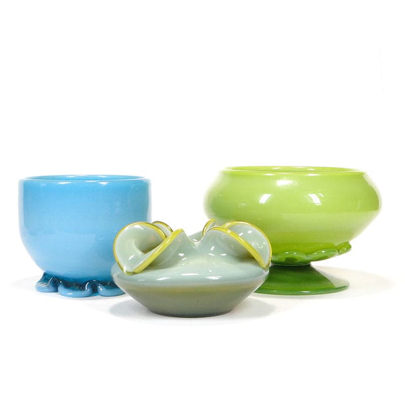 Bowl, turquoise glass, by J. Słuczan-Orkusz, Poland, 1970s. - 358559