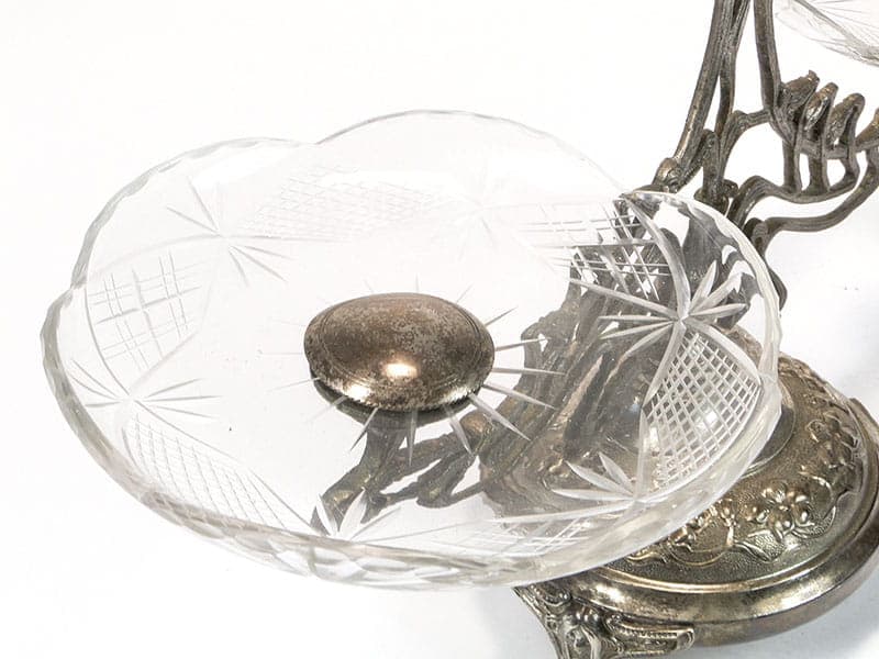 Art Nouveau centerpiece, silver transparent, brass glass, Germany, 1890s. - 358569