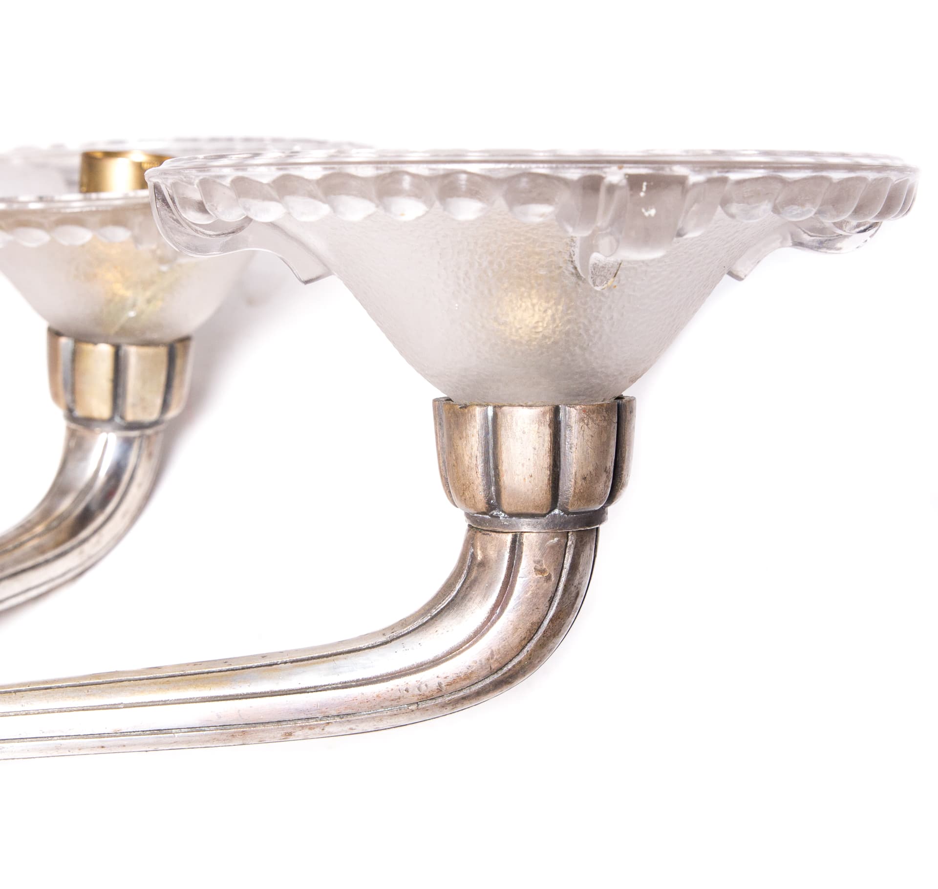 Chandelier Art Deco, silver bronze, glass, France, 1930s - 358586