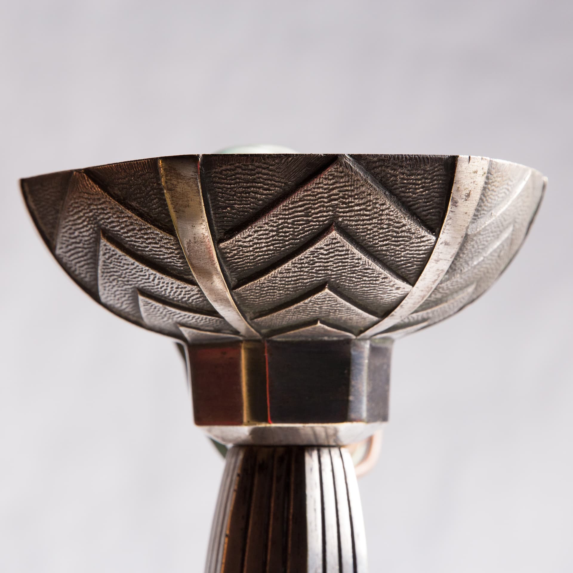 Chandelier Art Deco, silver bronze, glass, France, 1930s - 358583