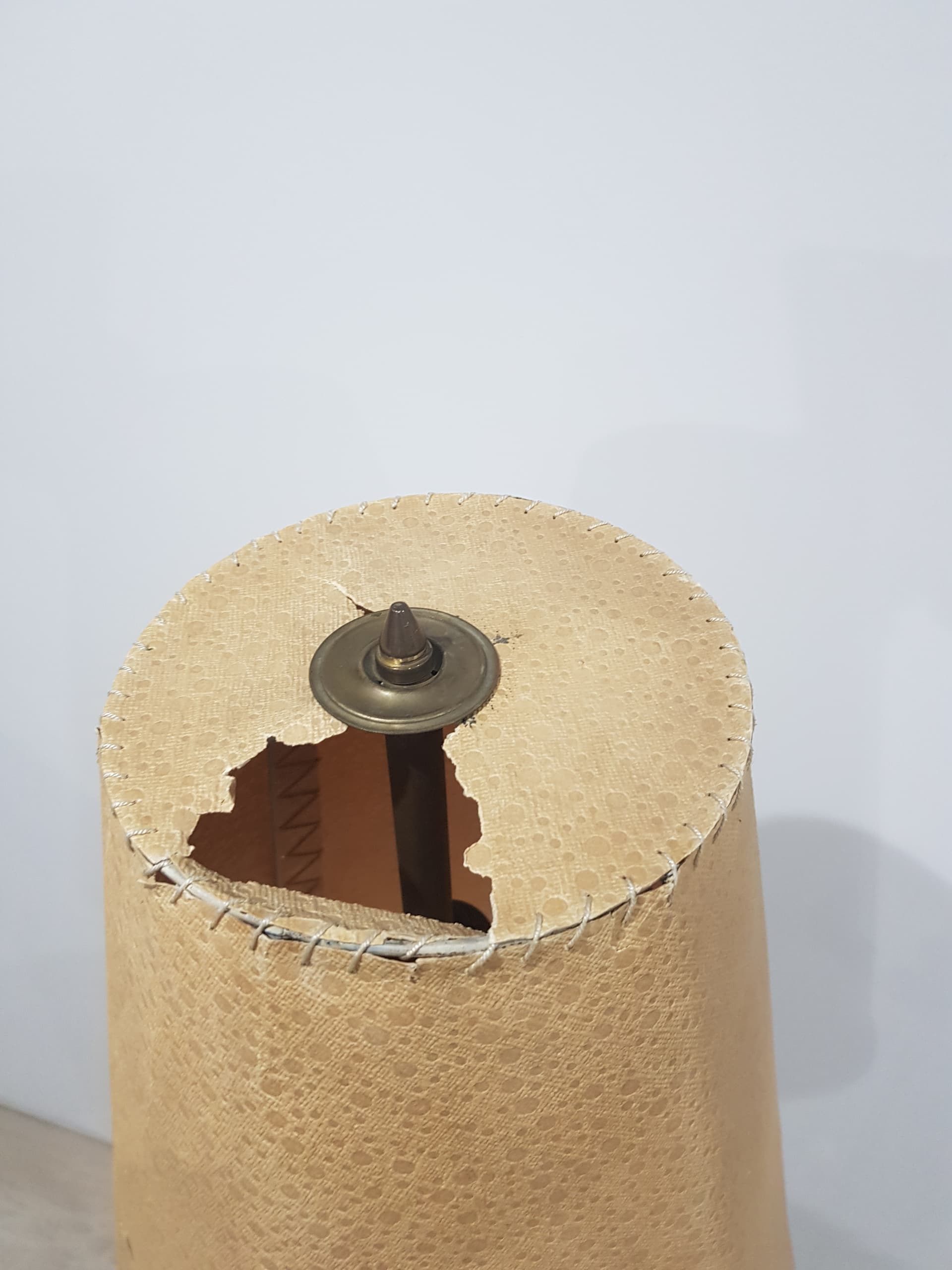 Floor lamp, black metal, beige fabric, Austria, 1940s. - 358653