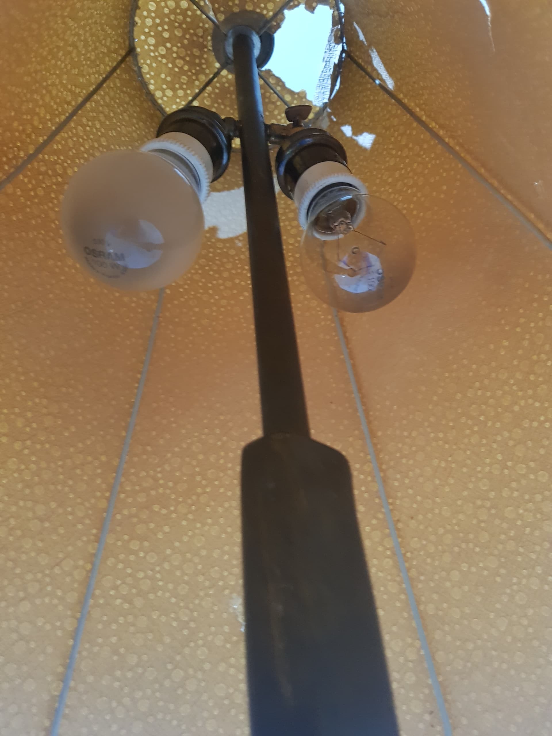 Floor lamp, black metal, beige fabric, Austria, 1940s. - 358656