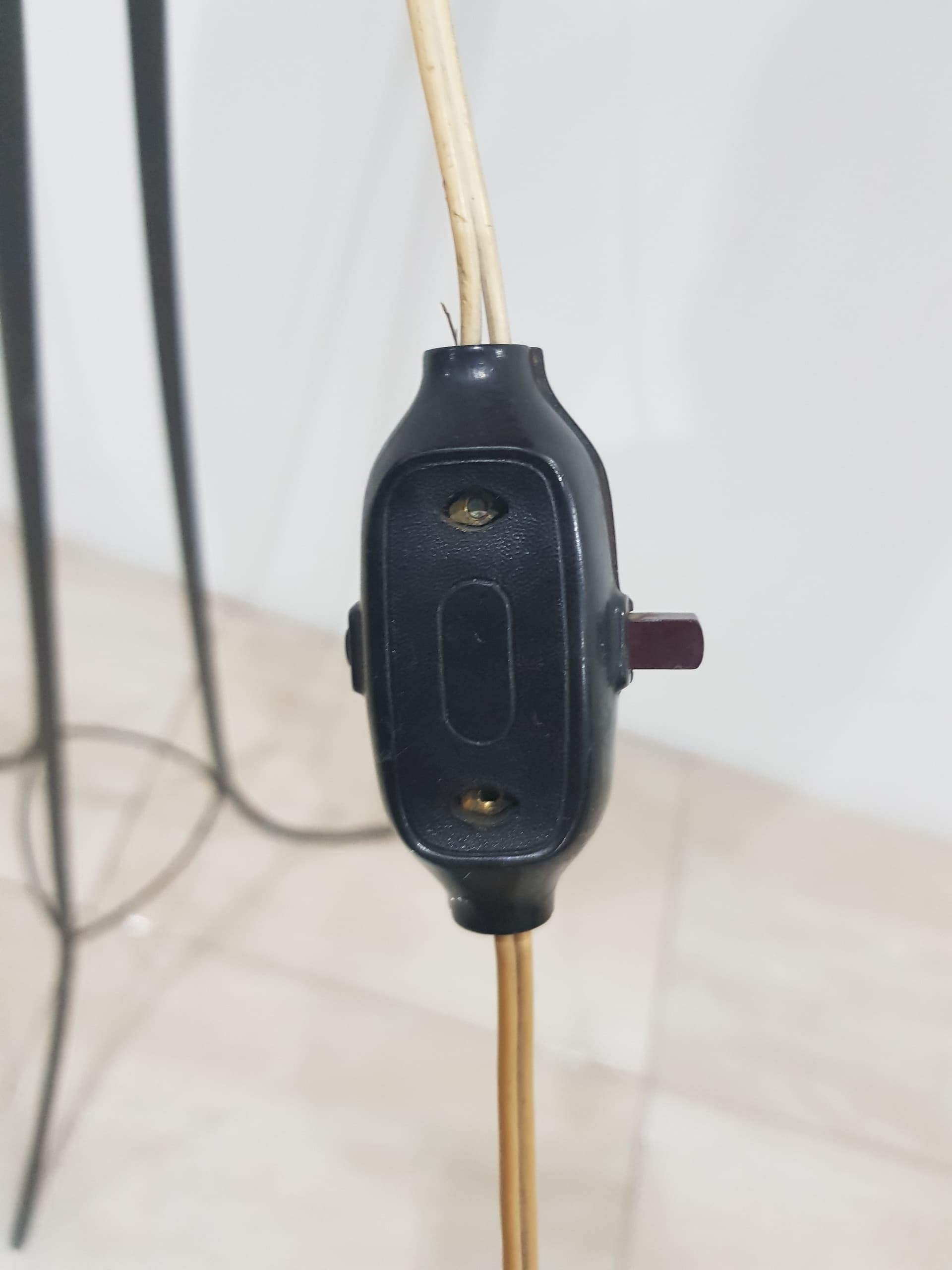 Floor lamp, black metal, beige fabric, Austria, 1940s. - 358658