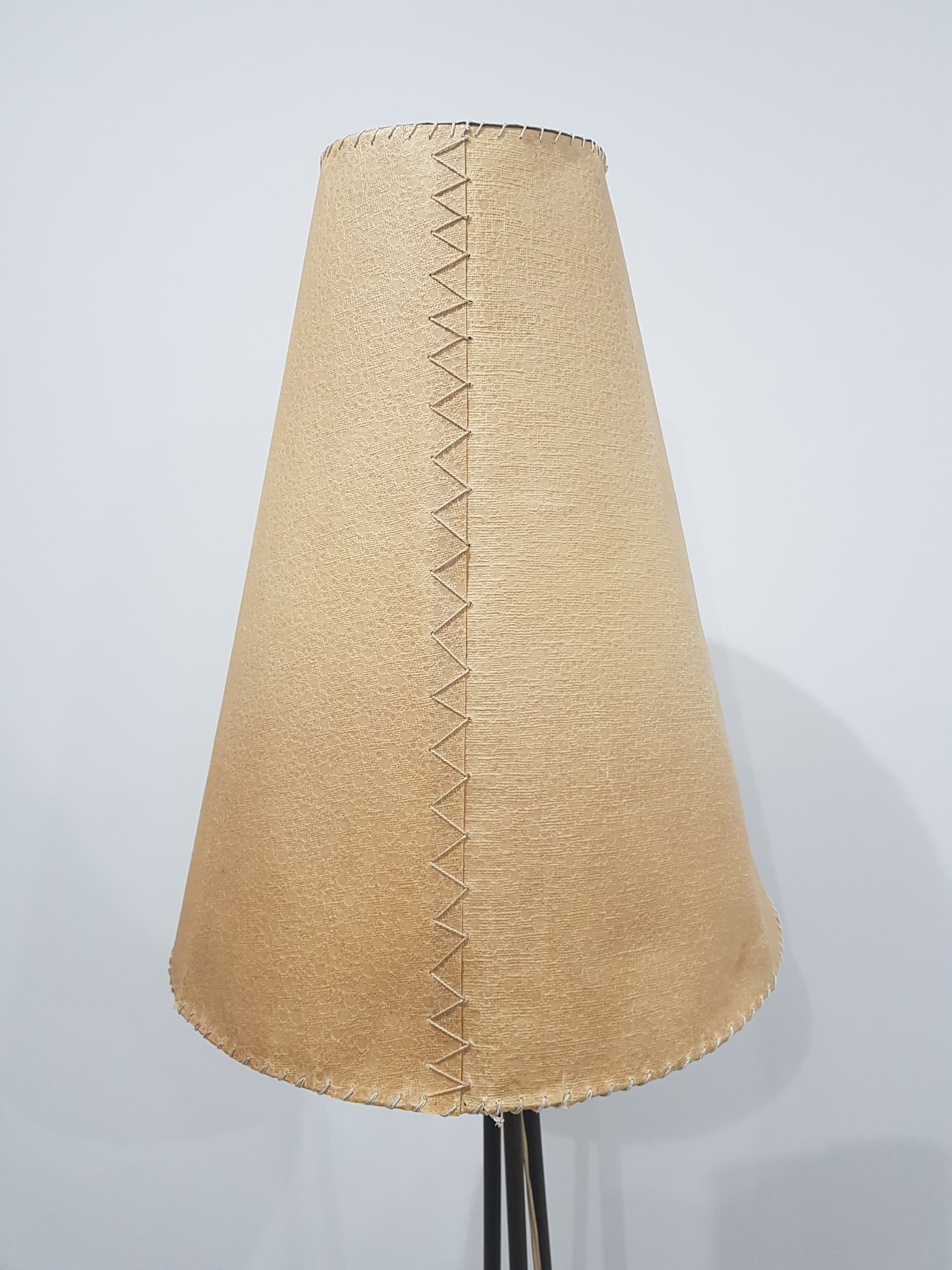 Floor lamp, black metal, beige fabric, Austria, 1940s. - 358655