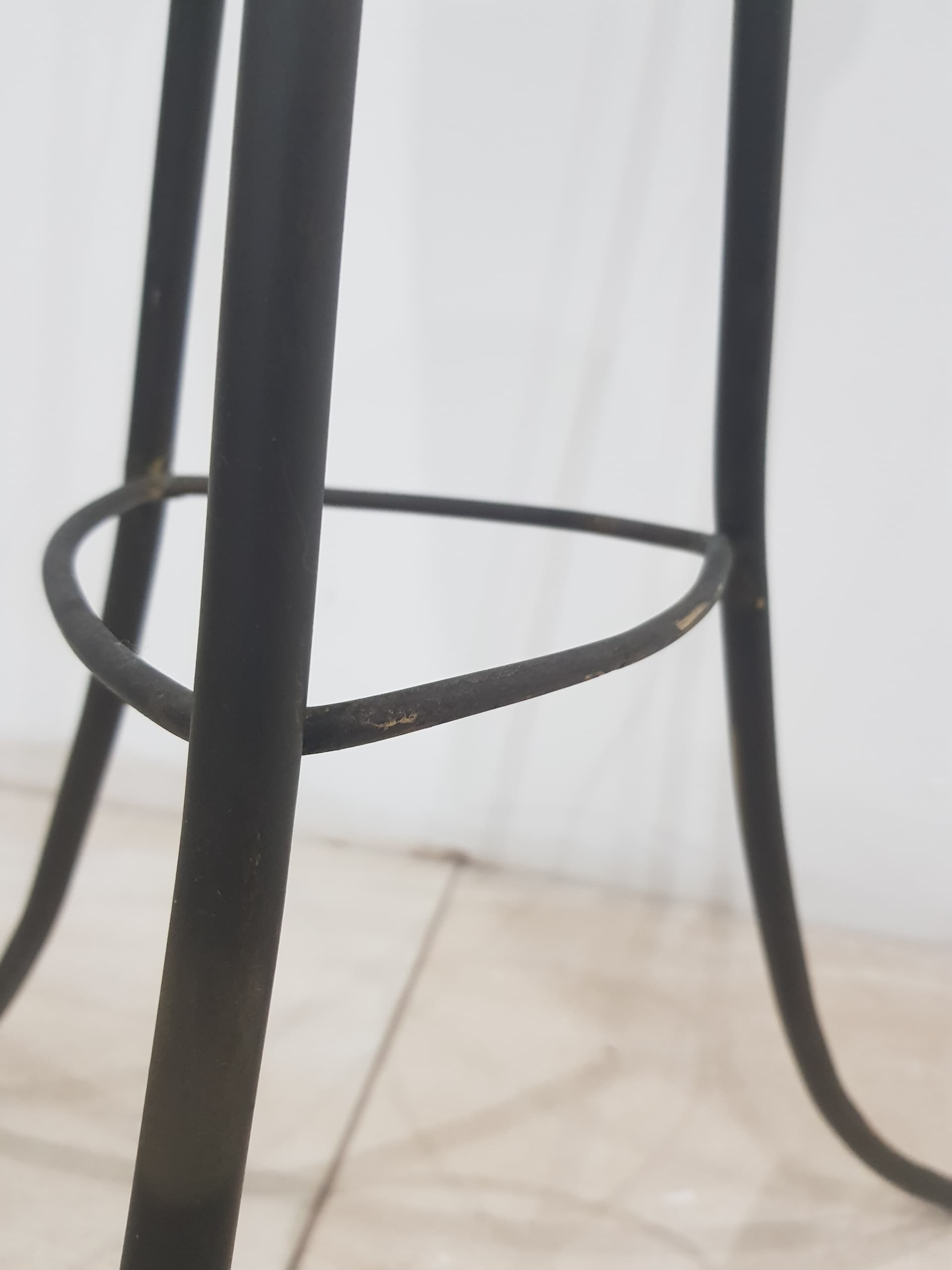 Floor lamp, black metal, beige fabric, Austria, 1940s. - 358657