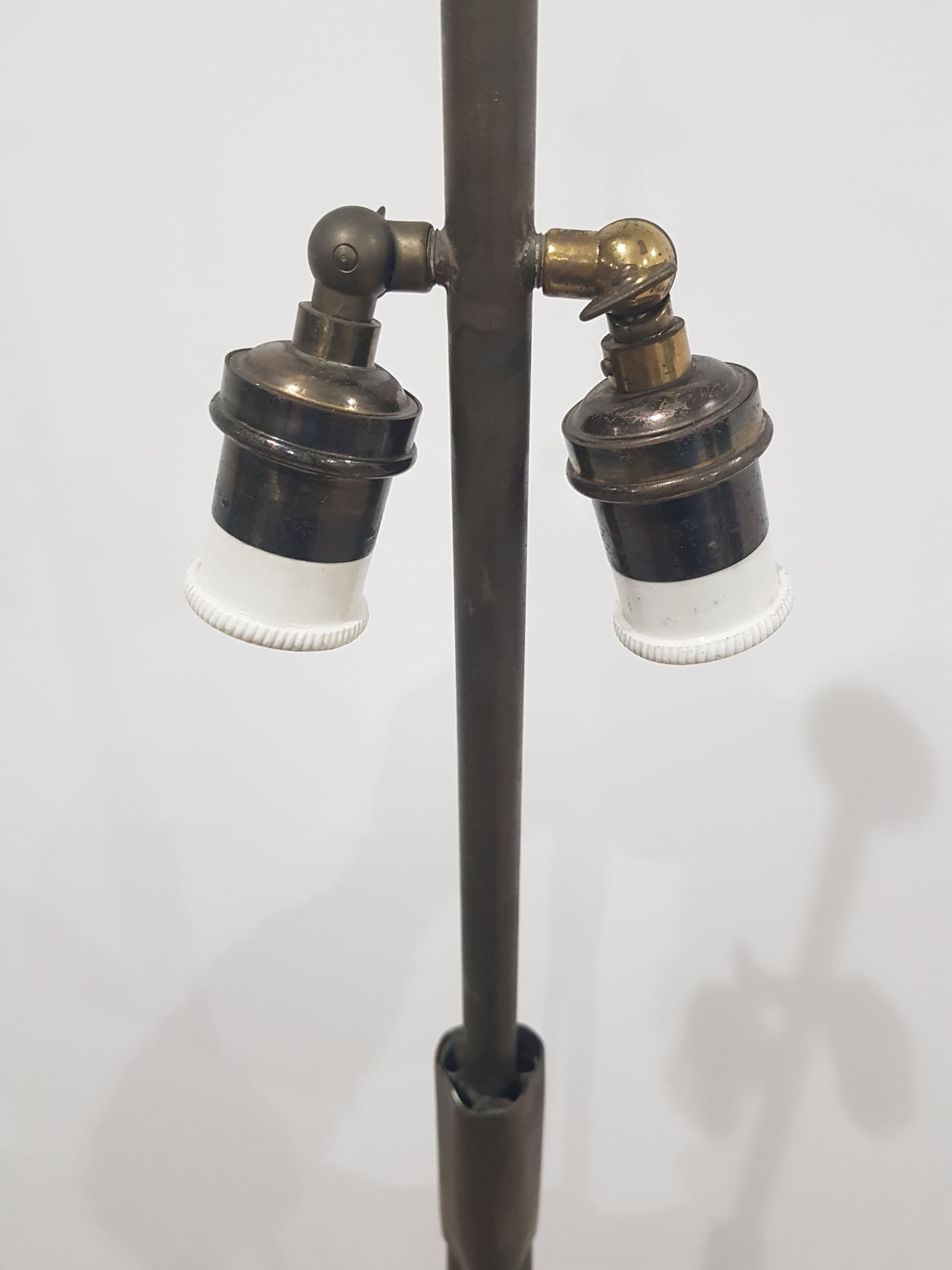 Floor lamp, black metal, beige fabric, Austria, 1940s. - 358660
