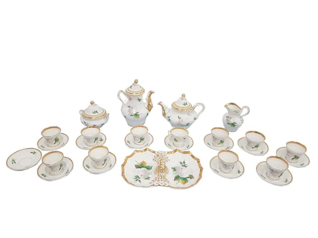Twenty-eight piece coffee set, white gilded porcelain, KPM, Germany, 19th century - DIMENSION