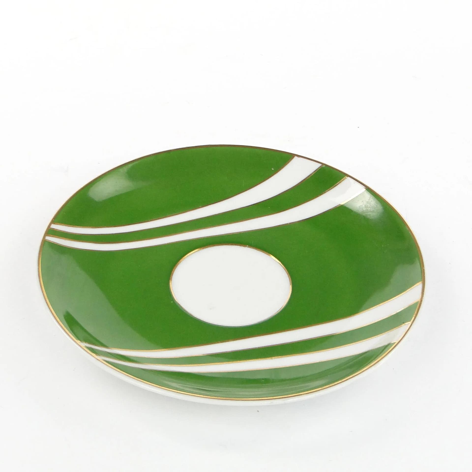 Zielony porcelanowy spodek Krokus, proj. W. Potacki dla Ćmielów, Polska, lata 60. - 26531