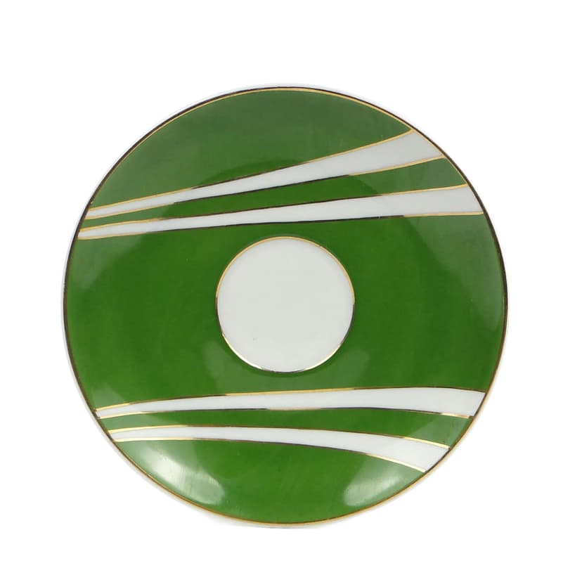 Green Porcelain Krokus Saucer, by W. Potacki for Ćmielów, Poland, 1960s