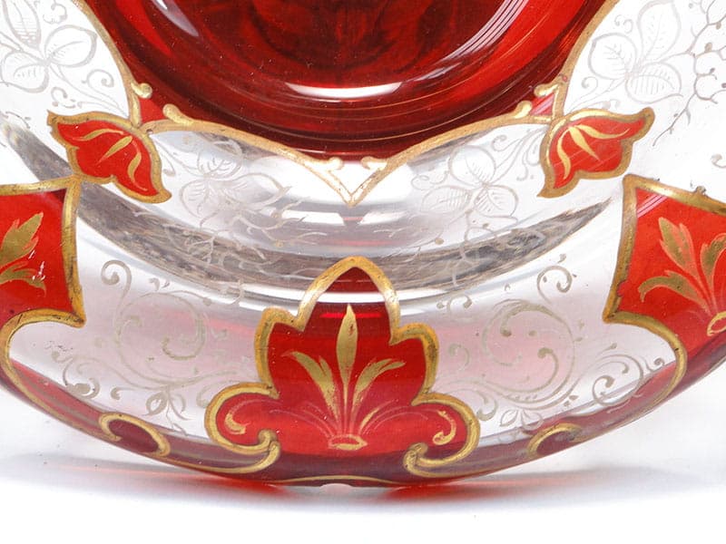 Centerpiece Biedermeier, ruby gold glass, silver, Austria, 19th c. - 358754