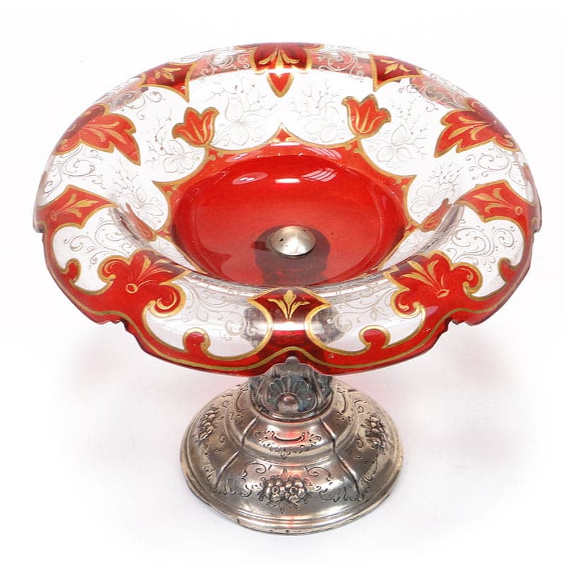Centerpiece Biedermeier, ruby gold glass, silver, Austria, 19th c. - 358749