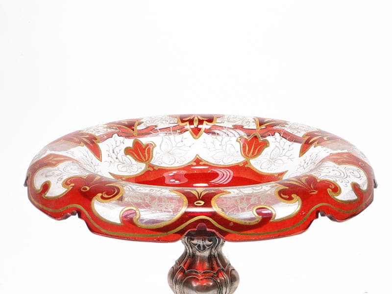 Centerpiece Biedermeier, ruby gold glass, silver, Austria, 19th c. - 358750