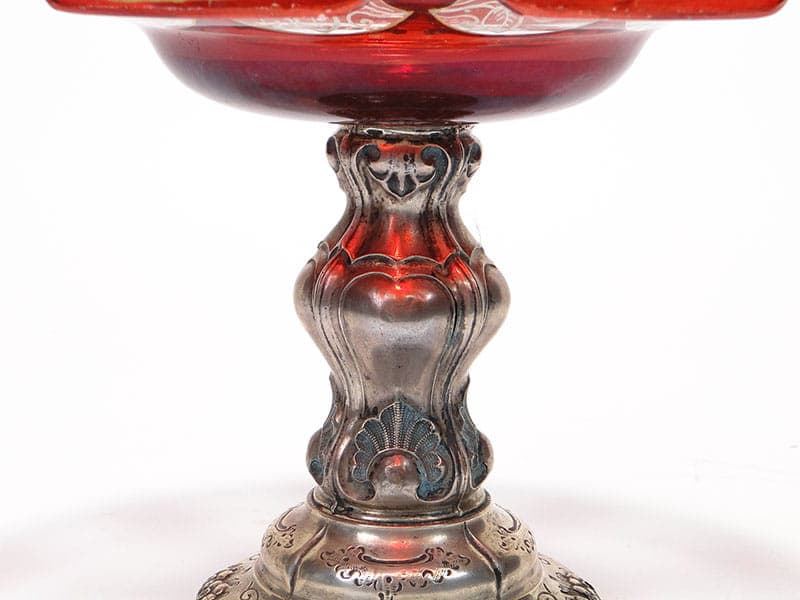 Centerpiece Biedermeier, ruby gold glass, silver, Austria, 19th c. - 358752