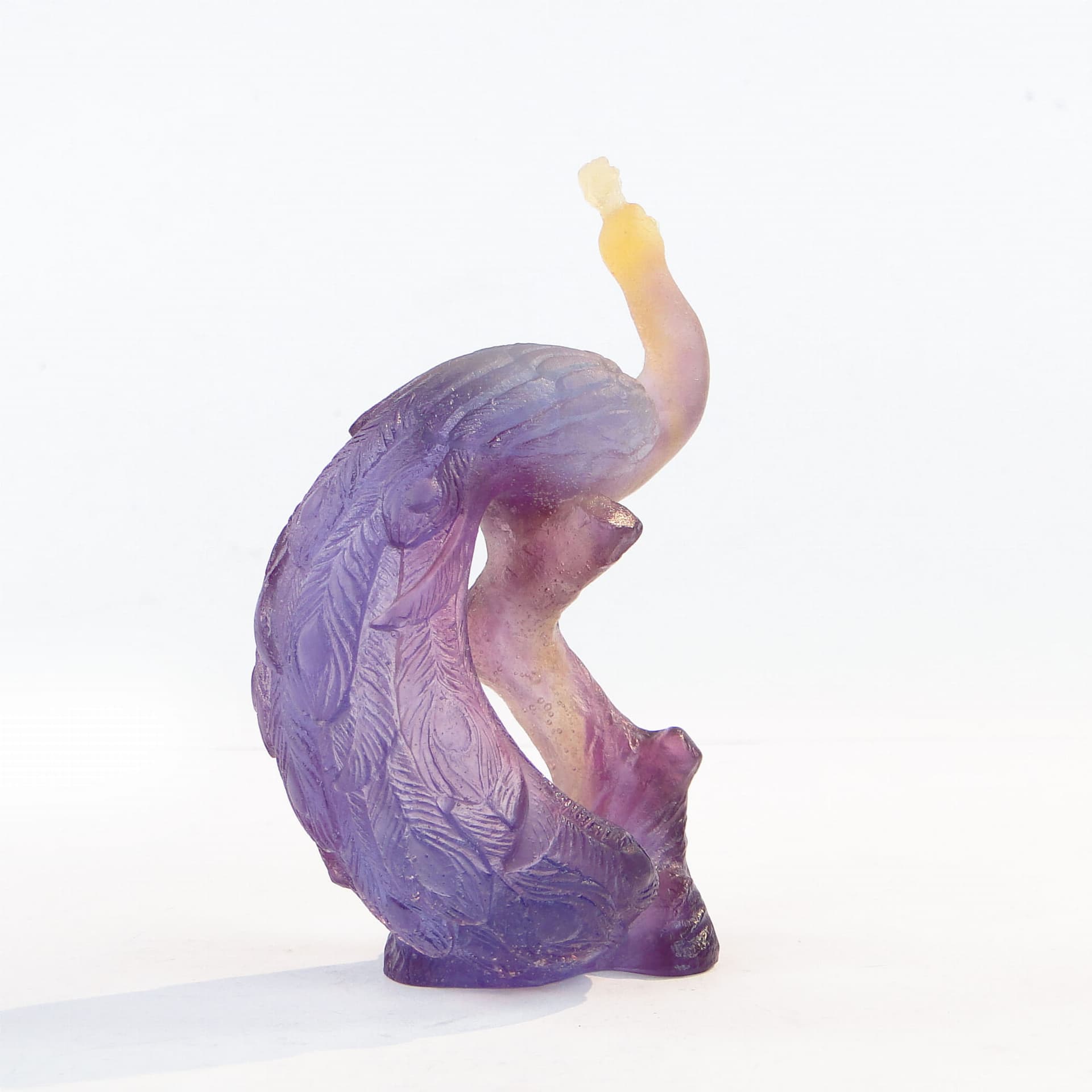 Figura pawia, szkło wielokolorowe, Daum, Francja, lata 80. - 358984