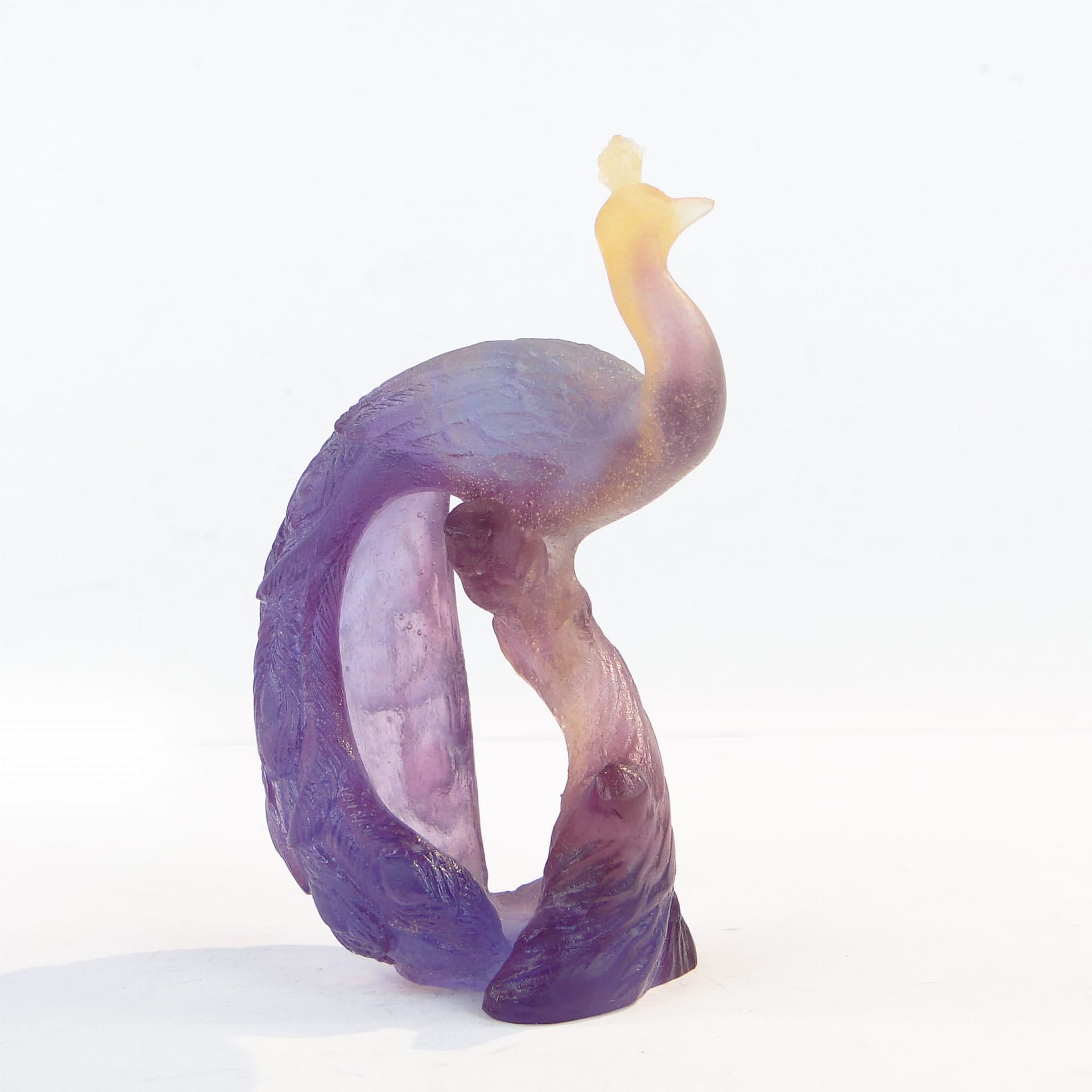Figura pawia, szkło wielokolorowe, Daum, Francja, lata 80. - 358985