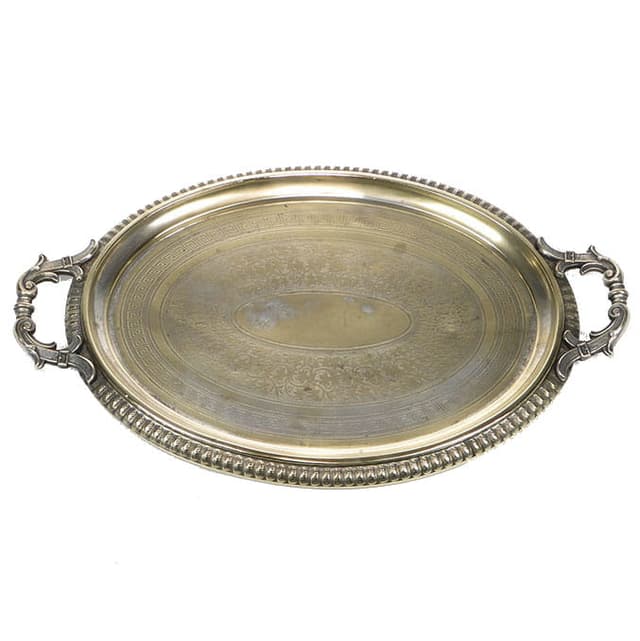 Oval tray, silver-plated brass, Bracia Buch, Poland, 1880s - DIMENSION