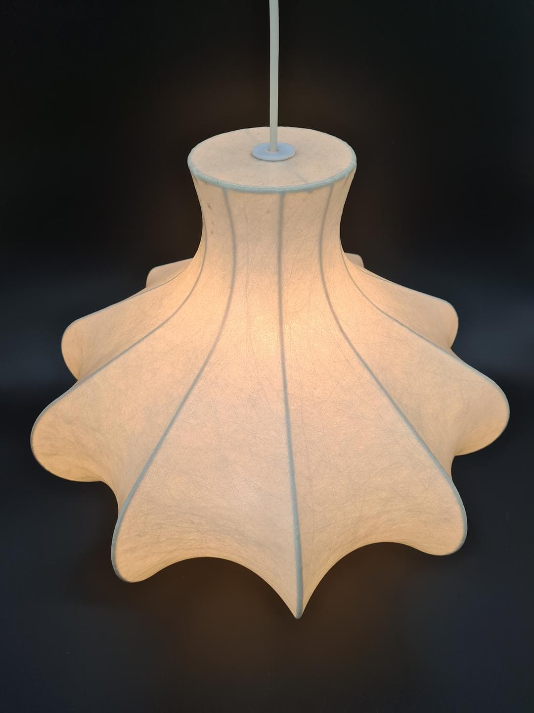 Pendant lamp Cocoon Flower, cream, metal resin, by F. Wauer, Goldkant Leuchten, Germany, 1960s. - 359112