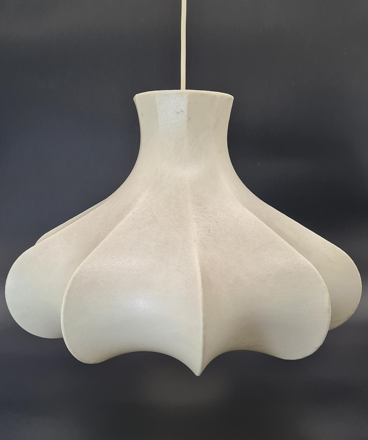 Pendant lamp Cocoon Flower, cream, metal resin, by F. Wauer, Goldkant Leuchten, Germany, 1960s. - 359116
