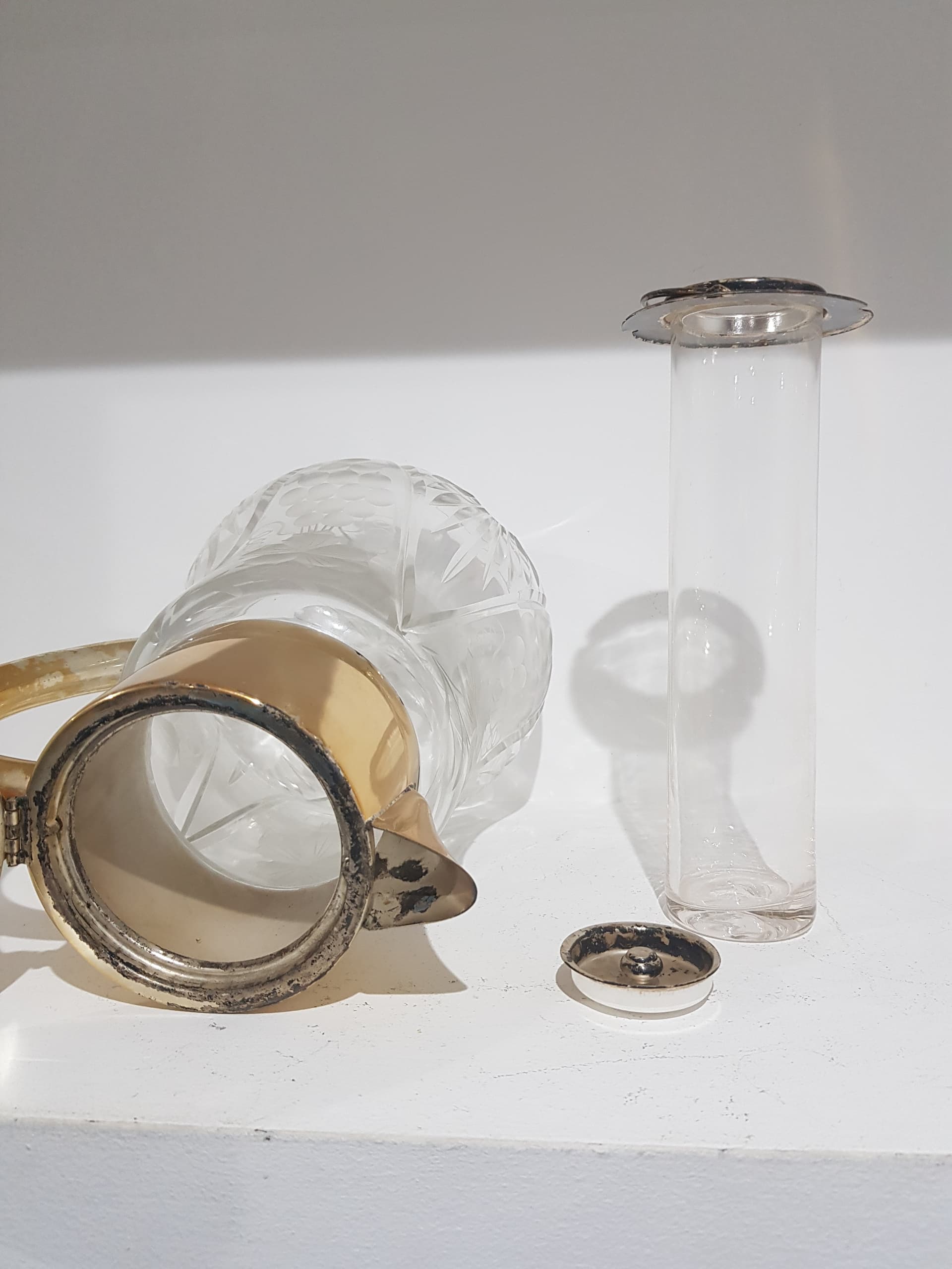 Pitcher, transparent crystal, gold brass, Germany, 1950s - 359184