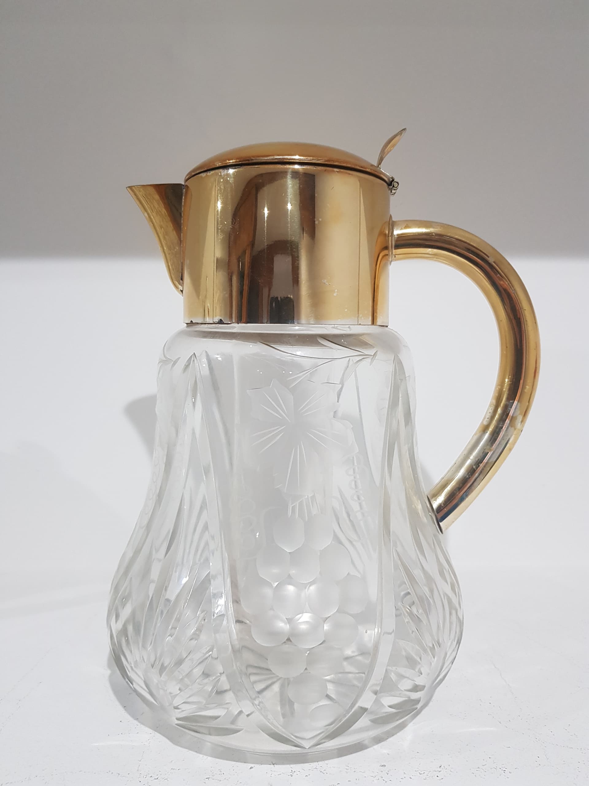 Pitcher, transparent crystal, gold brass, Germany, 1950s - 359175