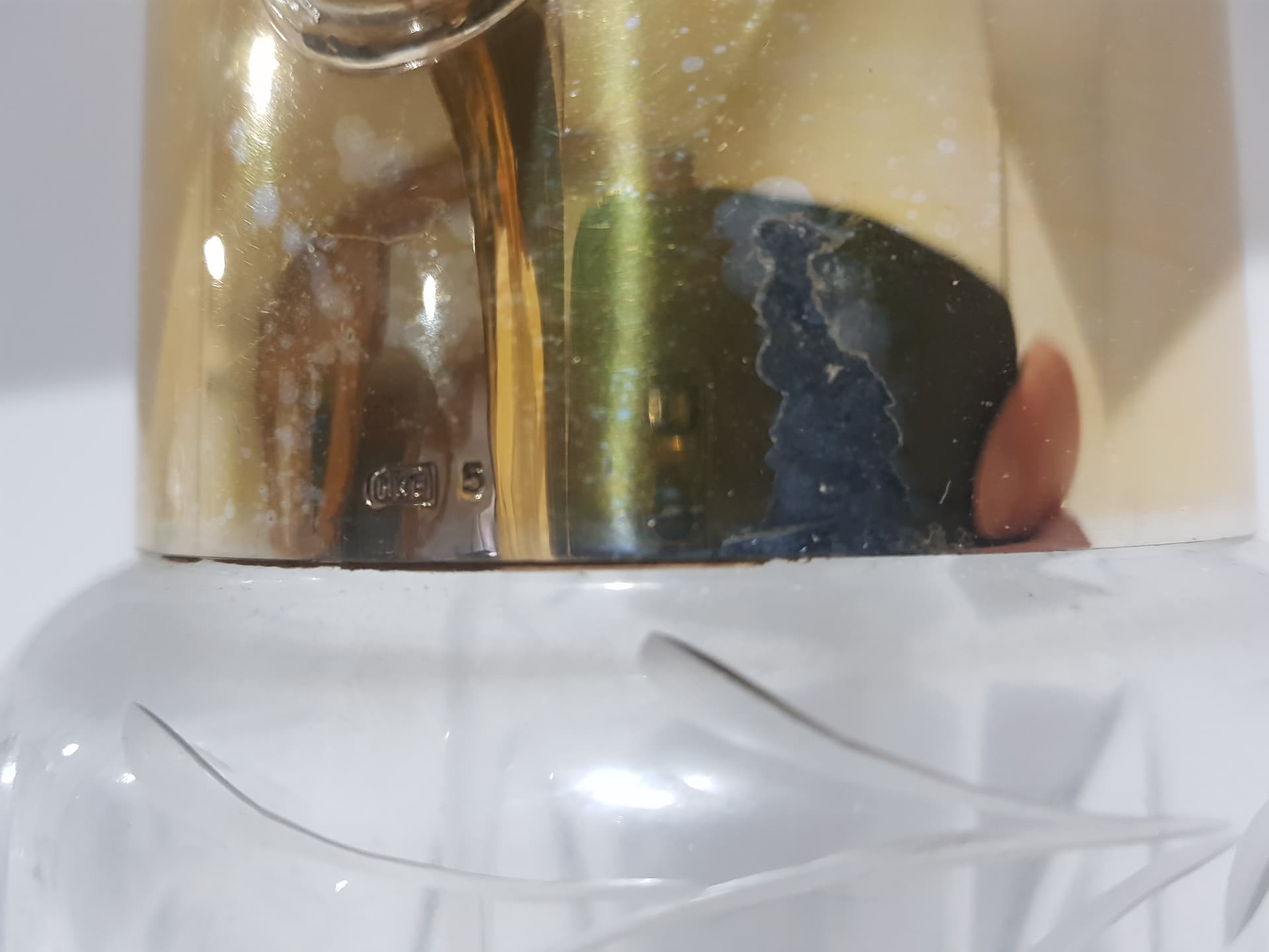 Pitcher, transparent crystal, gold brass, Germany, 1950s - 359180