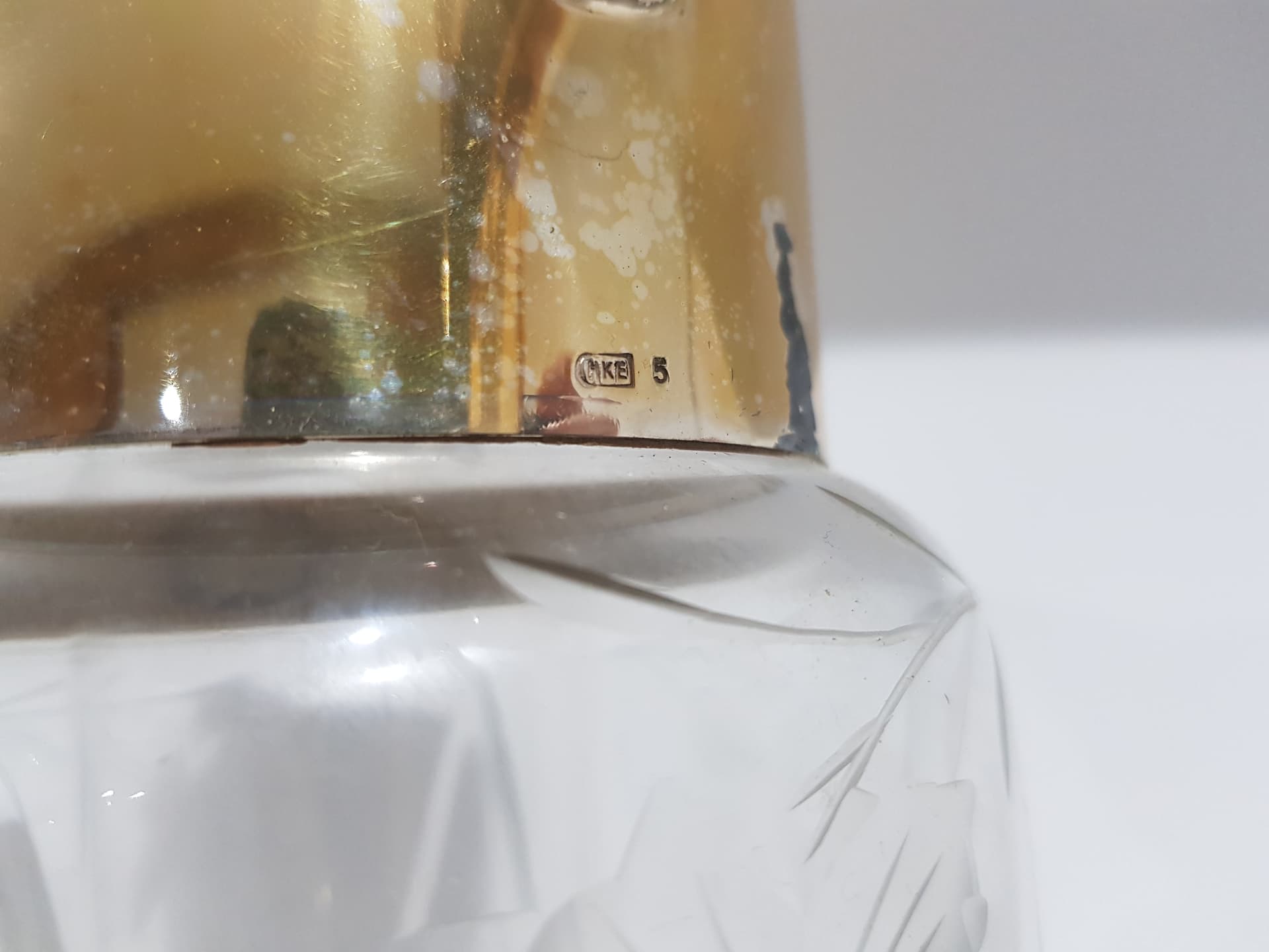 Pitcher, transparent crystal, gold brass, Germany, 1950s - 359181