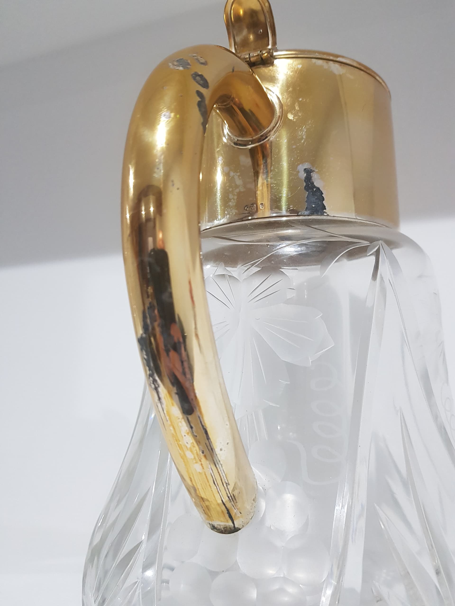 Pitcher, transparent crystal, gold brass, Germany, 1950s - 359179