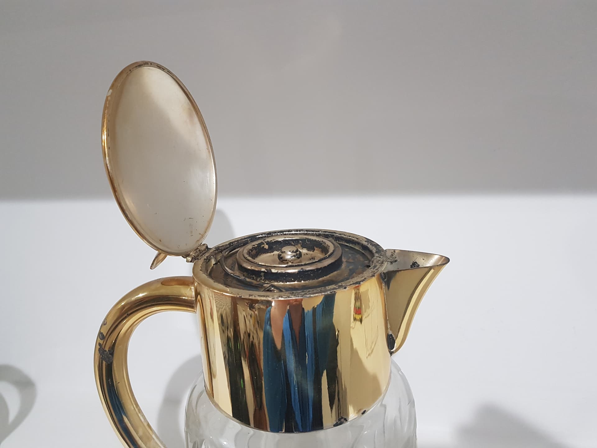 Pitcher, transparent crystal, gold brass, Germany, 1950s - 359183