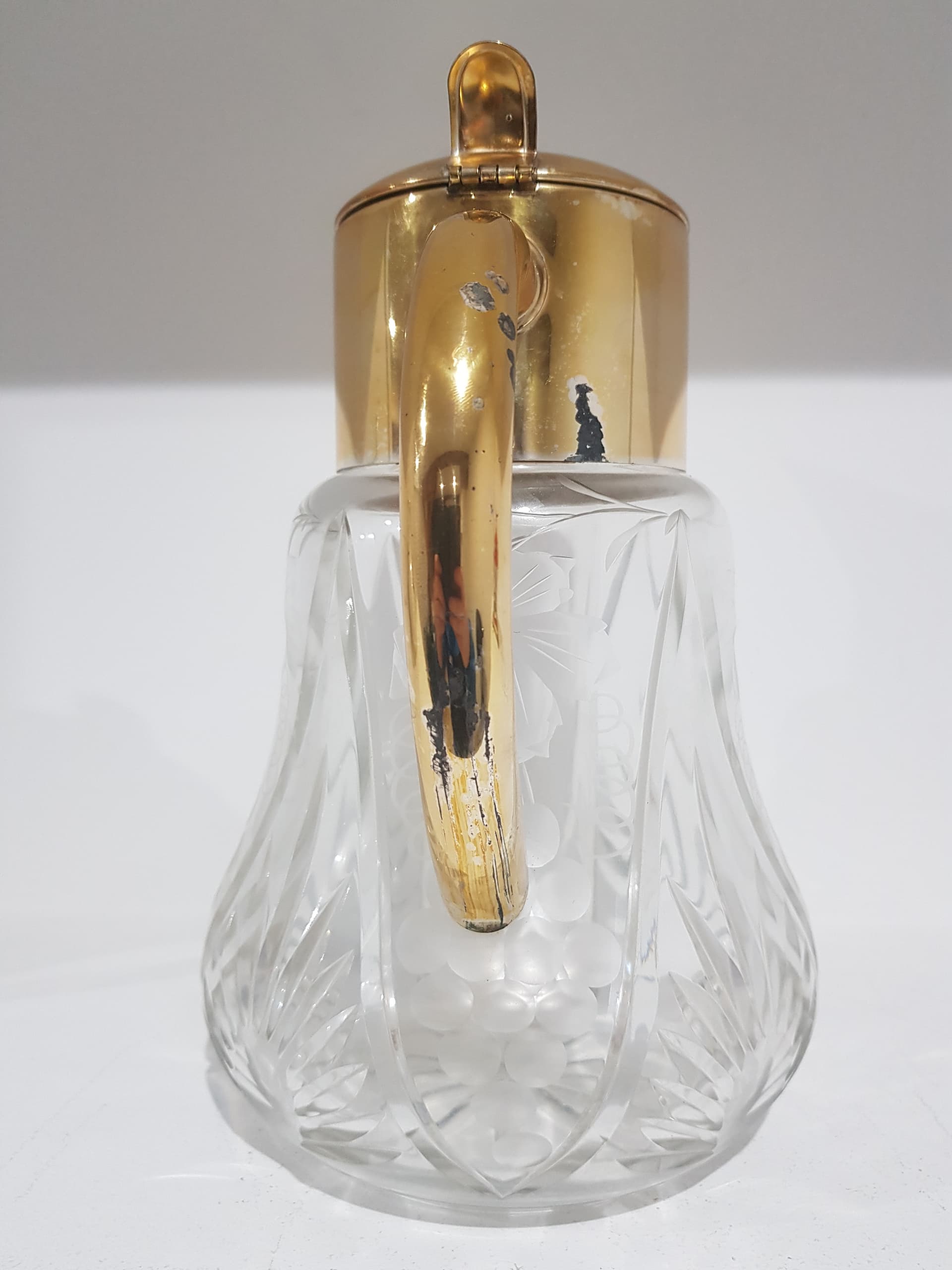 Pitcher, transparent crystal, gold brass, Germany, 1950s - 359178