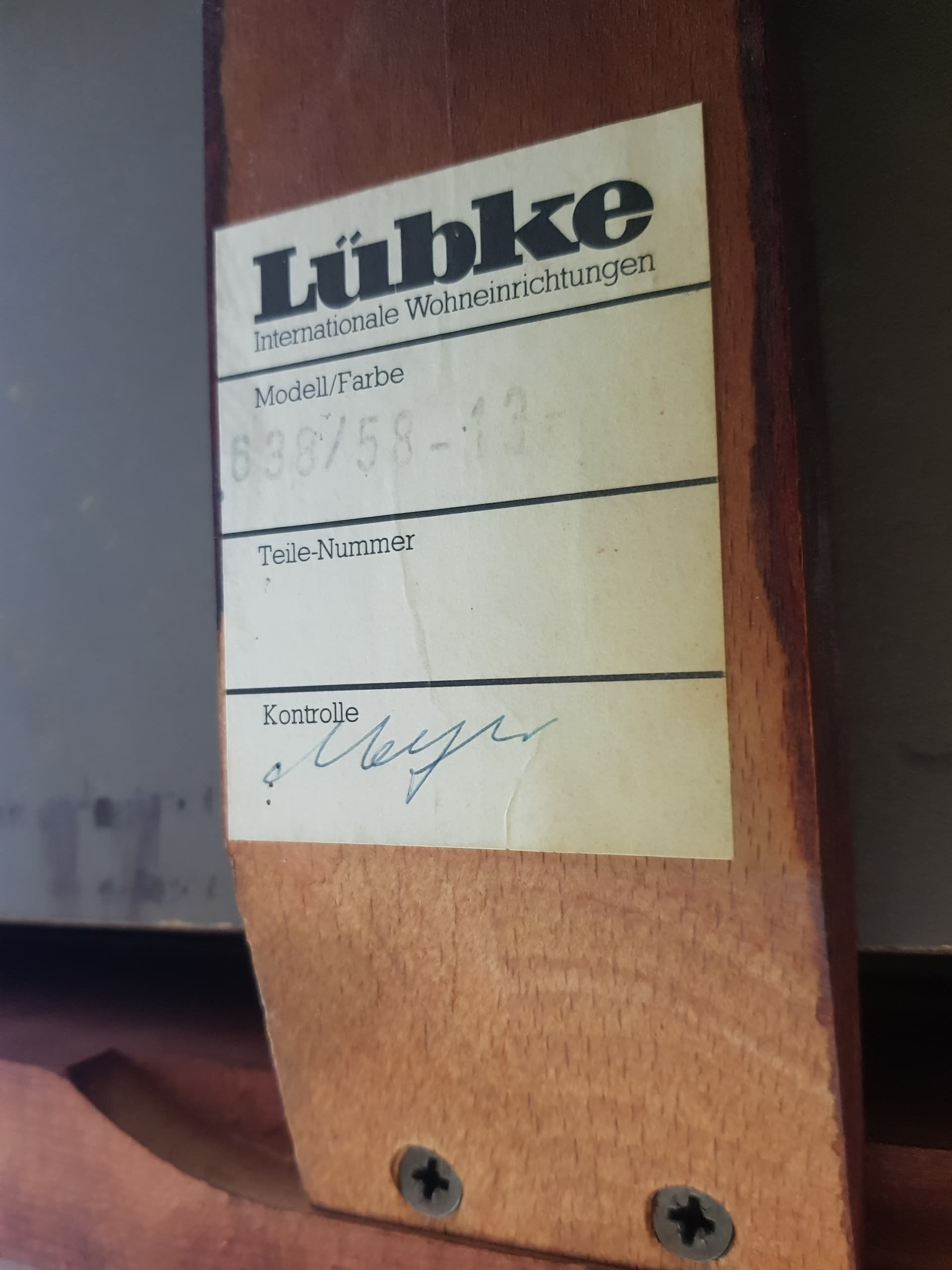 Zestaw jadalniany, brązowy mahoń, beżowa tkanina, Lübke, Niemcy, lata 60. - 359209