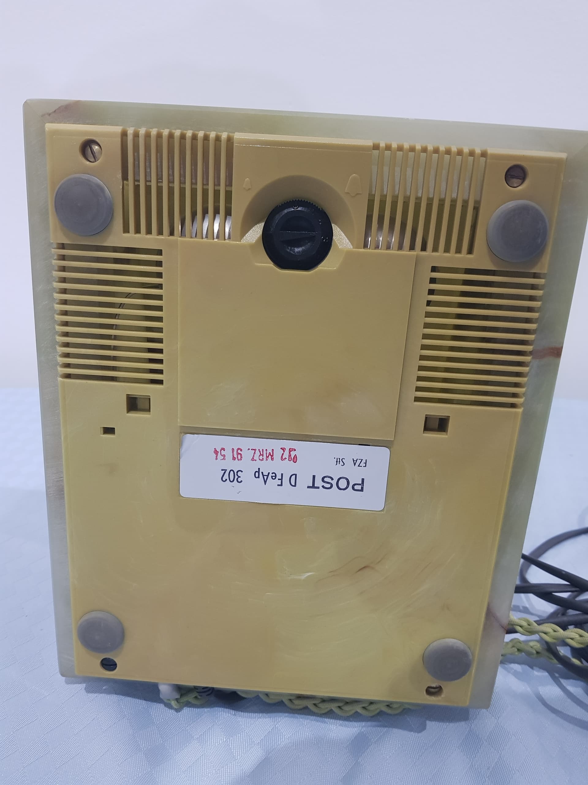 Telefon stacjonarny, marmur zielony, mosiądz złoty, Włochy, lata 60. - 359226