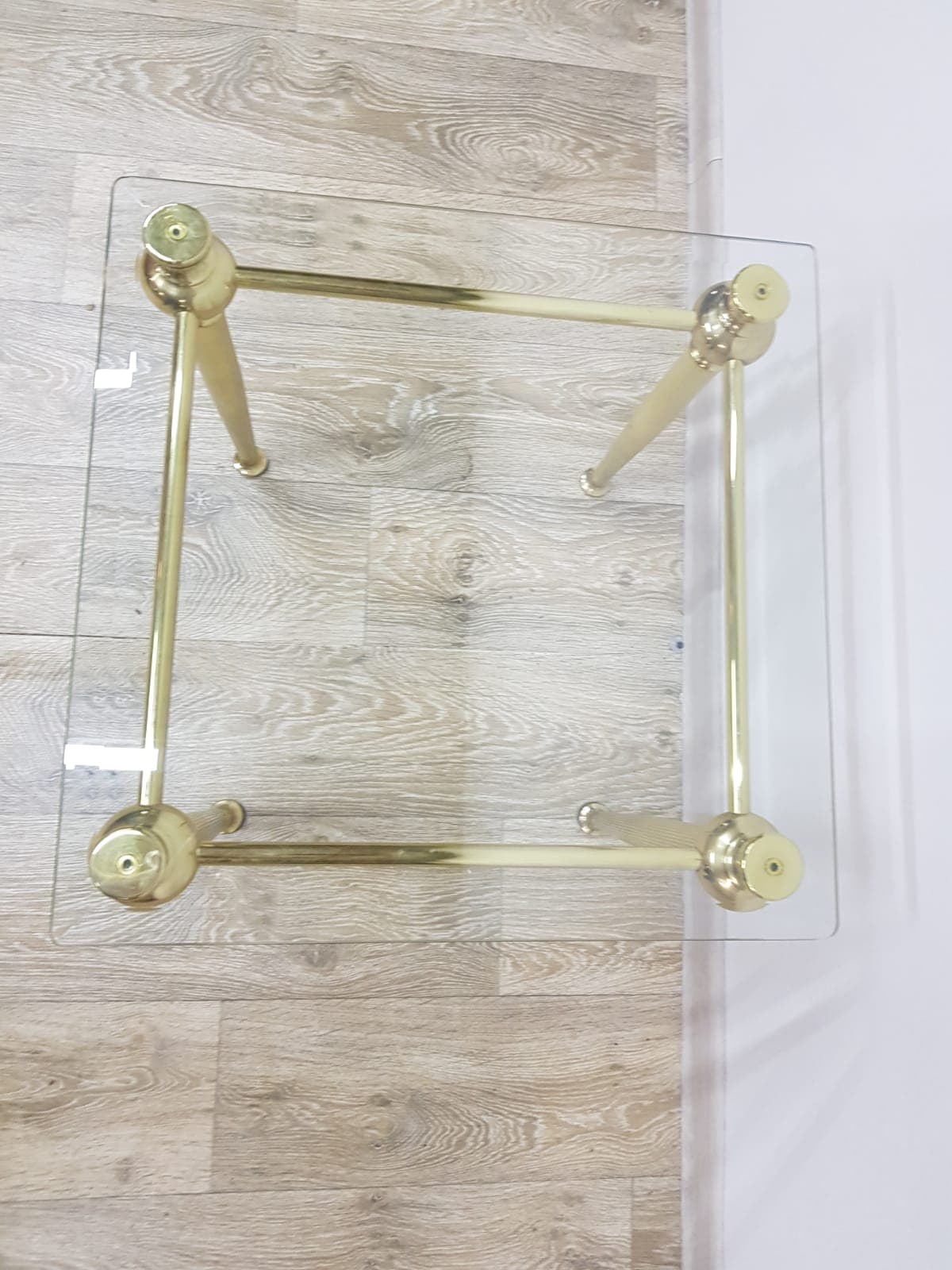 Side table, gold brass, transparent glass, France, 1960s. - 359233